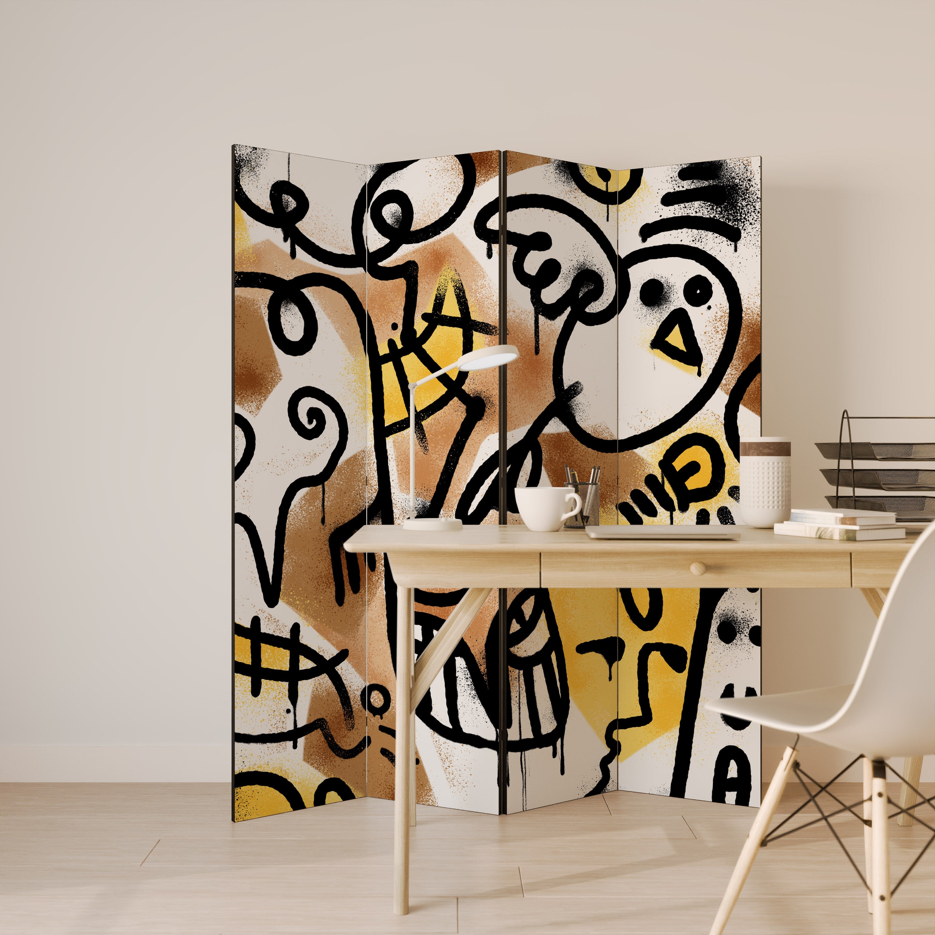 URBAN CANVAS Decorative 4-Panel Room Divider