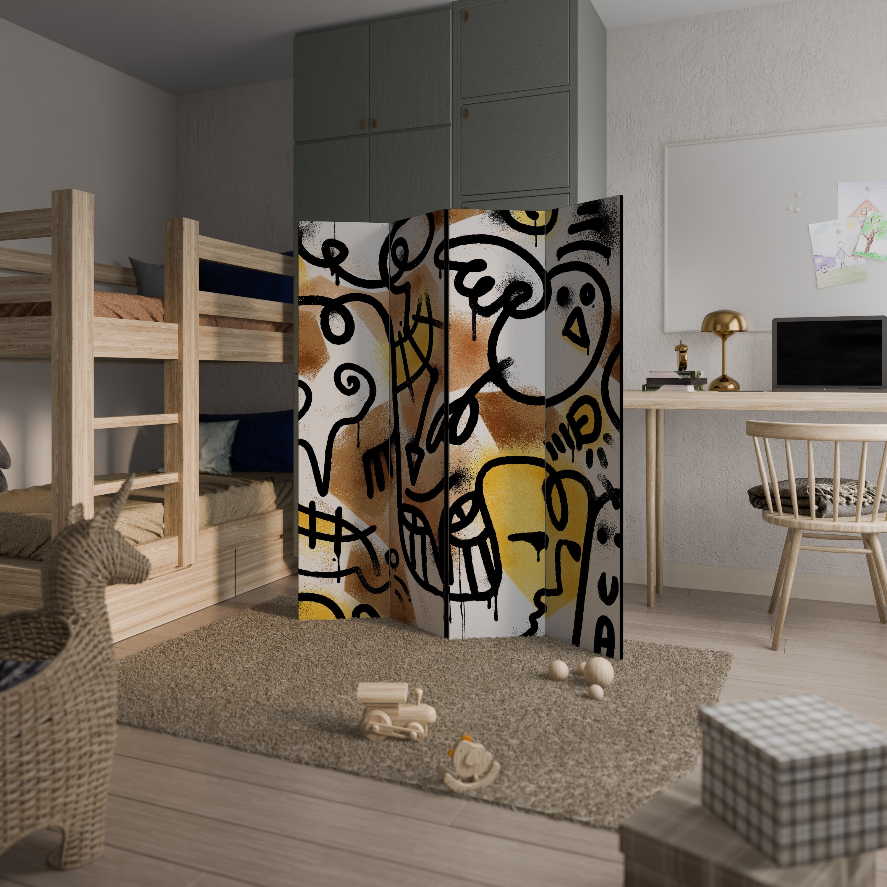 URBAN CANVAS Biombo de 4 paneles