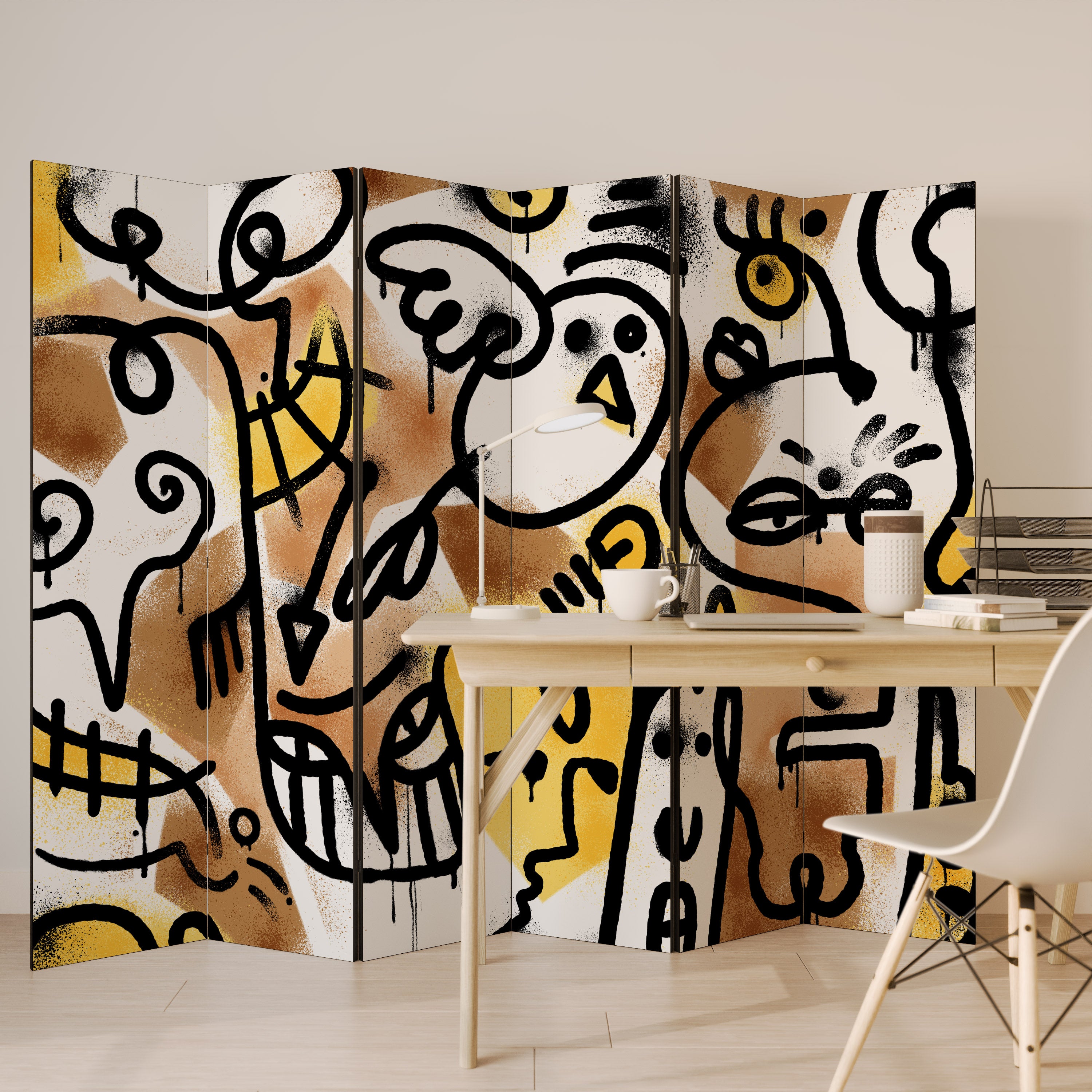 URBAN CANVAS Decorative 6-Panel Room Divider