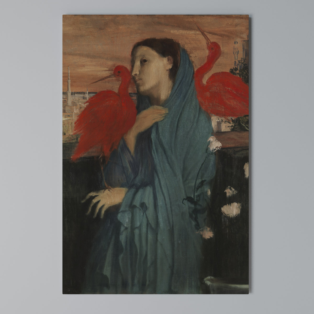 YOUNG WOMAN WITH IBIS Cuadro en lienzo vertical