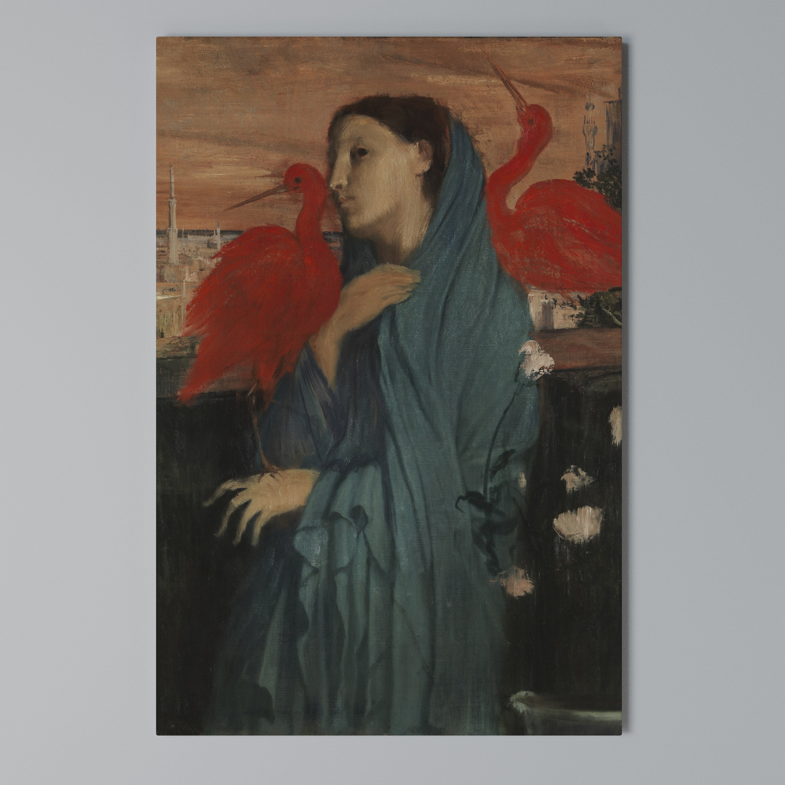 YOUNG WOMAN WITH IBIS Cuadro en lienzo vertical