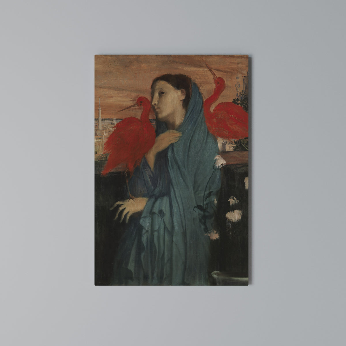 YOUNG WOMAN WITH IBIS Cuadro en lienzo vertical