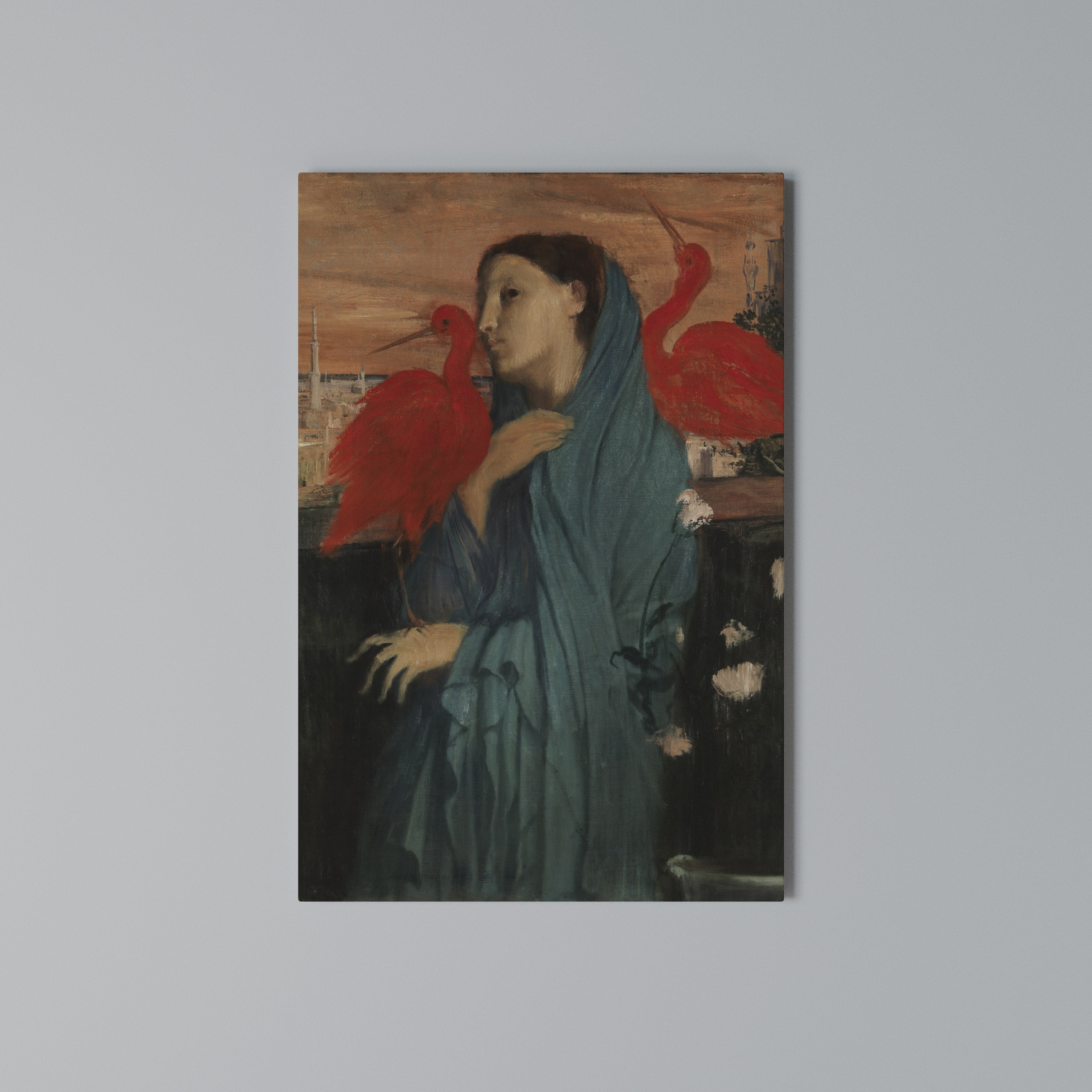 YOUNG WOMAN WITH IBIS Cuadro en lienzo vertical