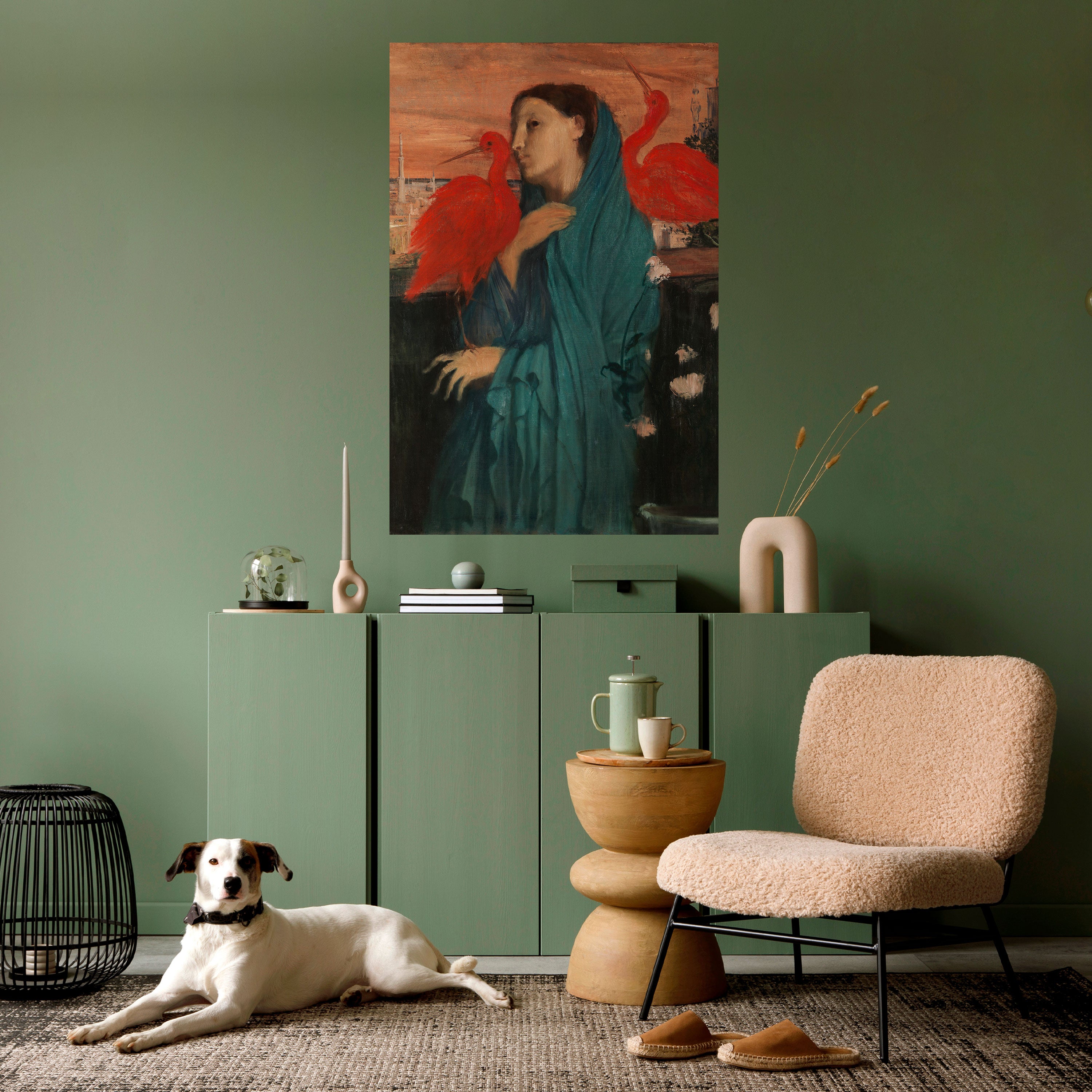 Póster vertical autoadhesivo "MUJER JOVEN CON IBIS"