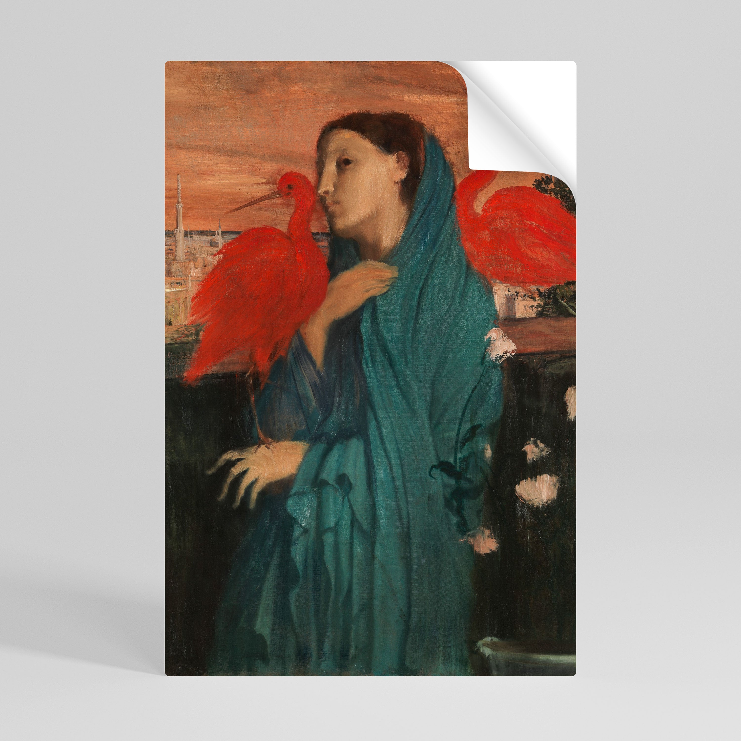 Póster vertical autoadhesivo "MUJER JOVEN CON IBIS"