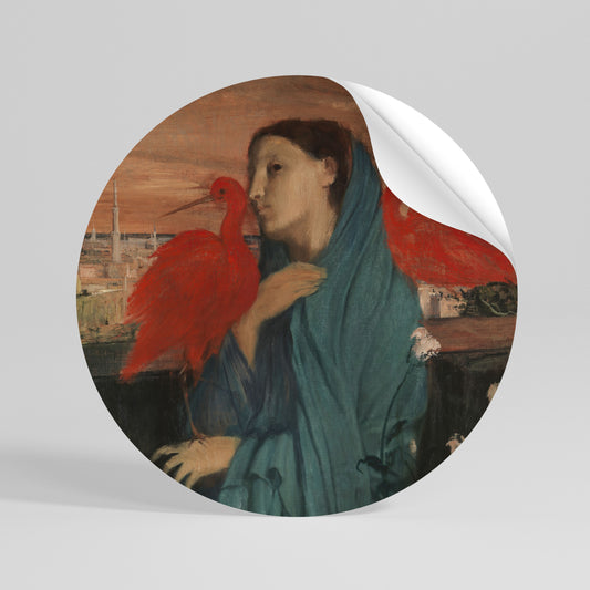 YOUNG WOMAN WITH IBIS Vinilo adhesivo redondo