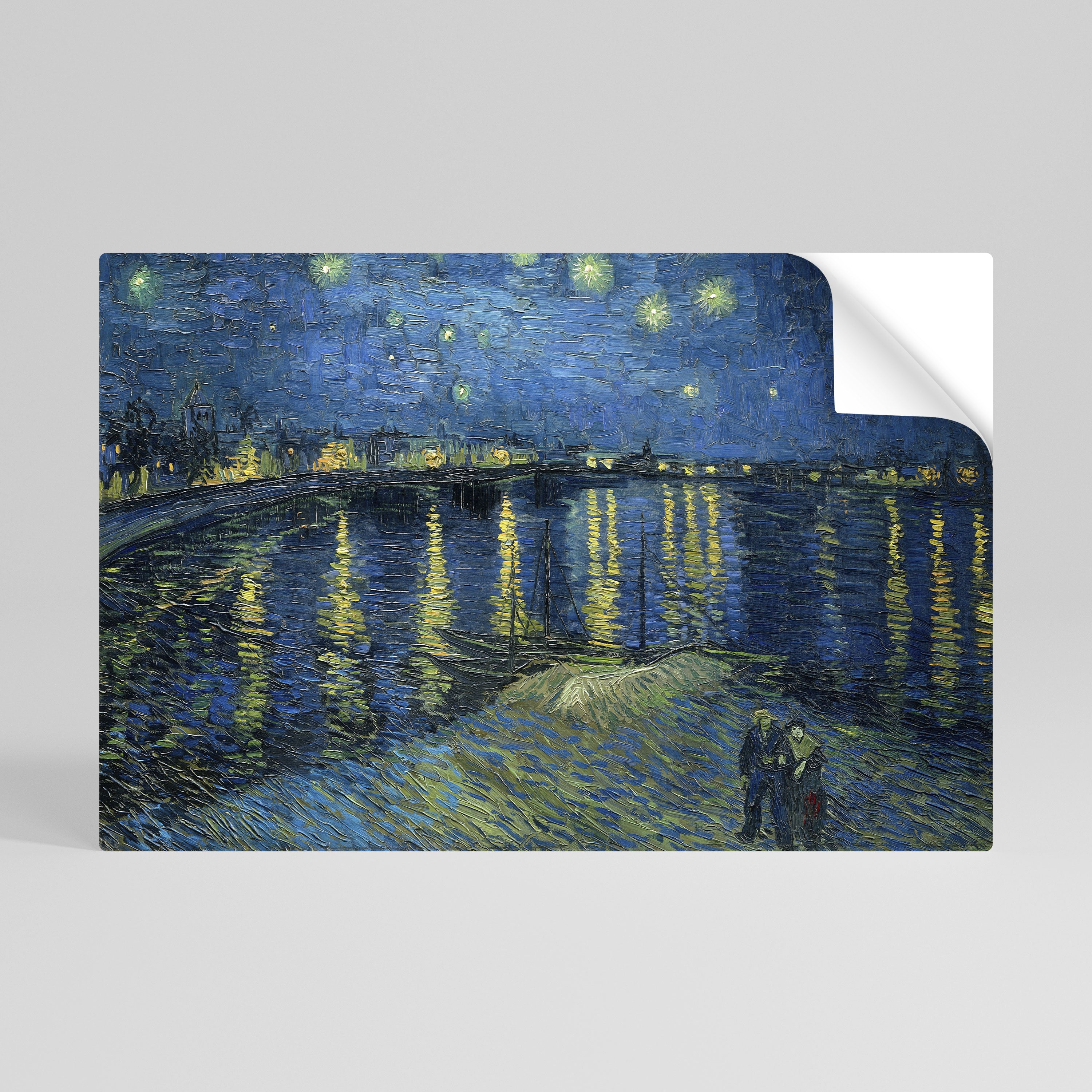 STARRY NIGHT OVER THE RHONE Póster adhesivo horizontal