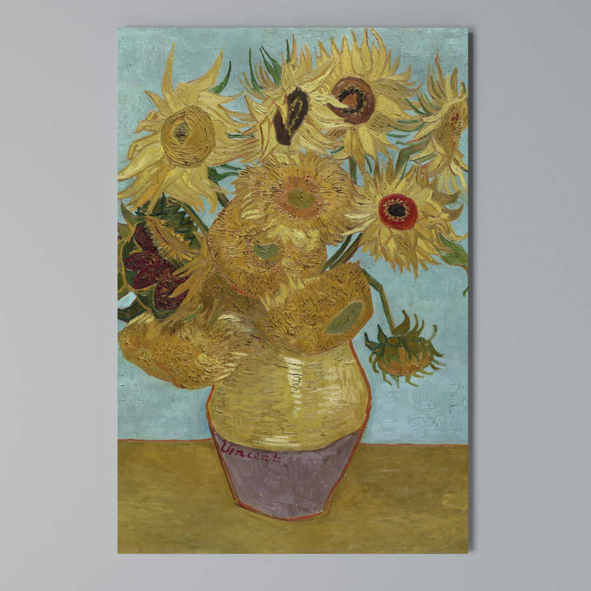 VASE WITH TWELVE SUNFLOWERS Cuadro en lienzo vertical