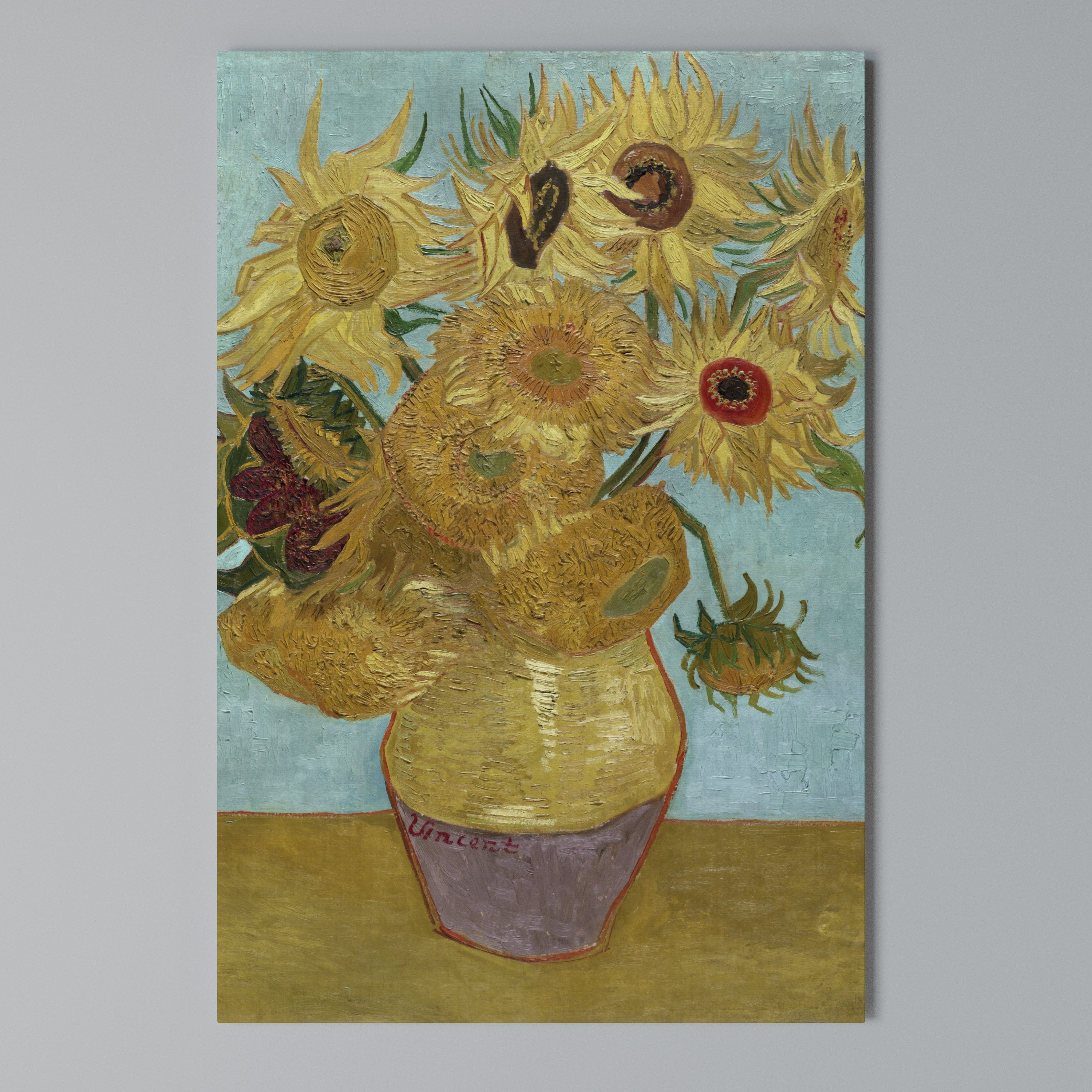 VASE WITH TWELVE SUNFLOWERS Cuadro en lienzo vertical