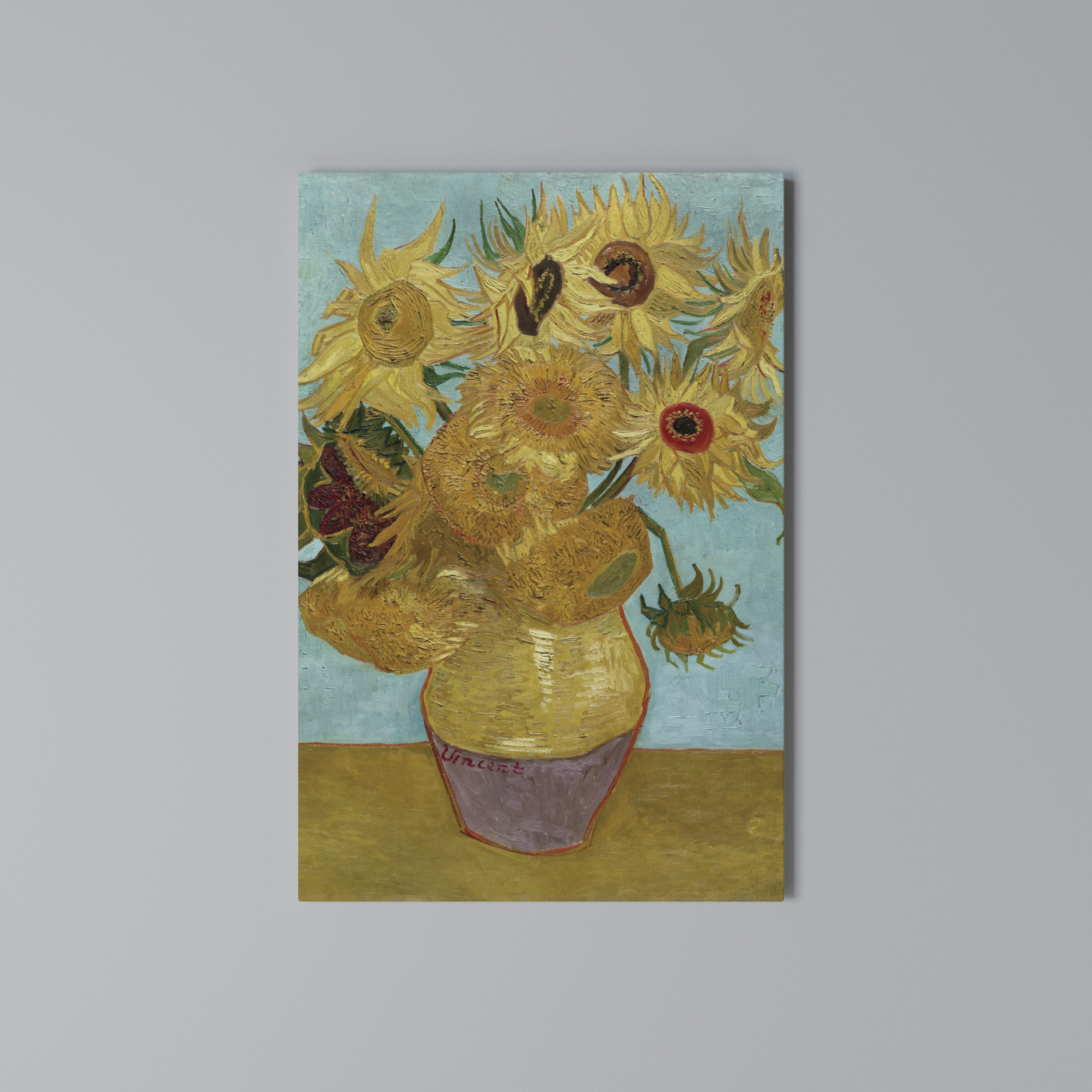 VASE WITH TWELVE SUNFLOWERS Cuadro en lienzo vertical