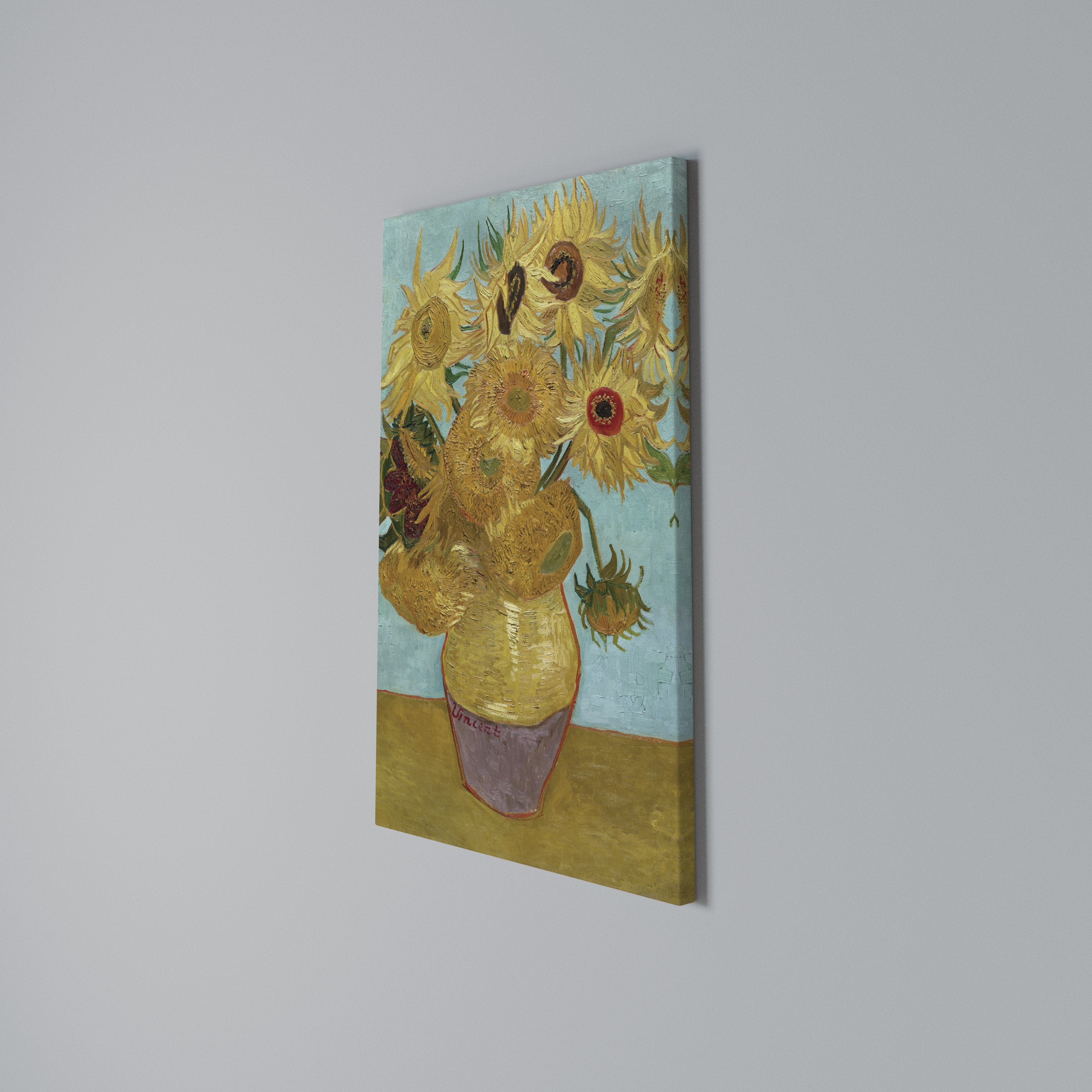 VASE WITH TWELVE SUNFLOWERS Cuadro en lienzo vertical