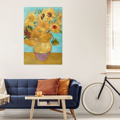 VASE WITH TWELVE SUNFLOWERS Cuadro en lienzo vertical