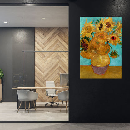 VASE WITH TWELVE SUNFLOWERS Cuadro en lienzo vertical