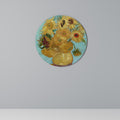 VASE WITH TWELVE SUNFLOWERS Round Wall Art