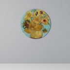 VASE WITH TWELVE SUNFLOWERS Round Wall Art