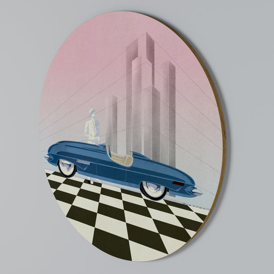 BLUE ROADSTER Arte de pared redondo
