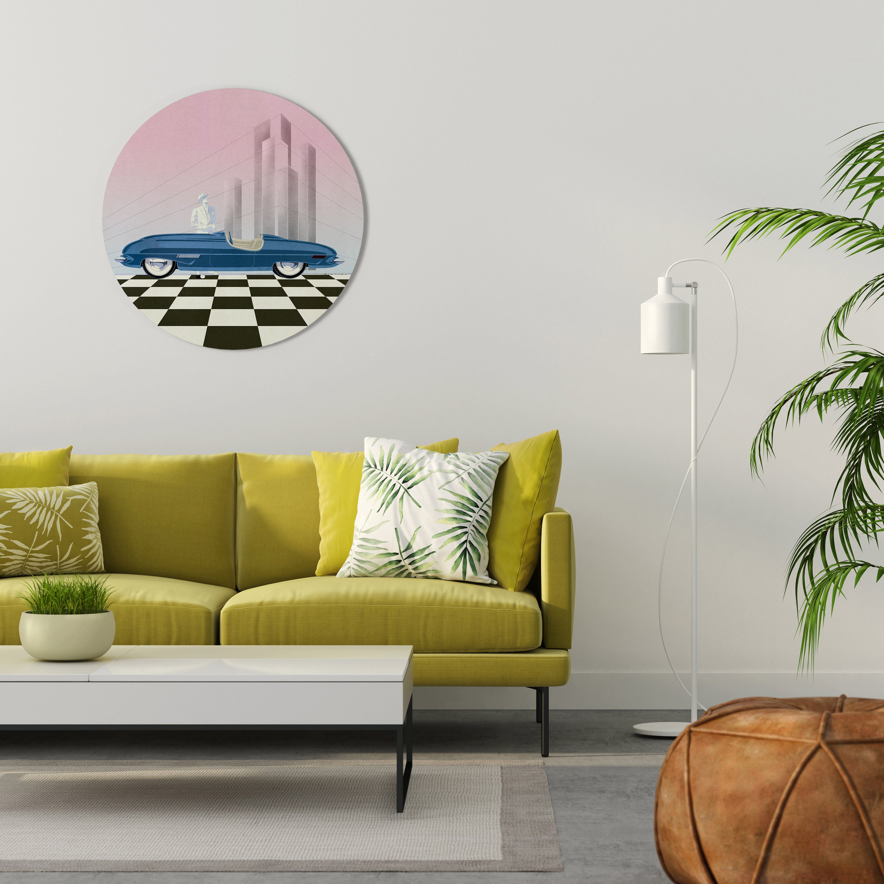 BLUE ROADSTER Round Wall Art