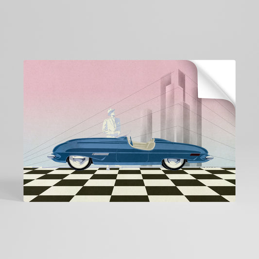 BLUE ROADSTER Póster adhesivo horizontal
