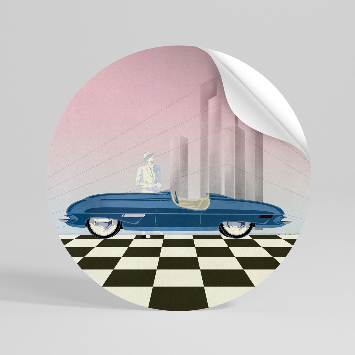BLUE ROADSTER Vinilo adhesivo redondo