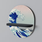 THE GREAT WAVE Oval Art Shelf In Black Finish