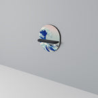 THE GREAT WAVE Oval Art Shelf In Black Finish