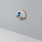 THE GREAT WAVE Estante Redondo Decorativo en Efecto Roble