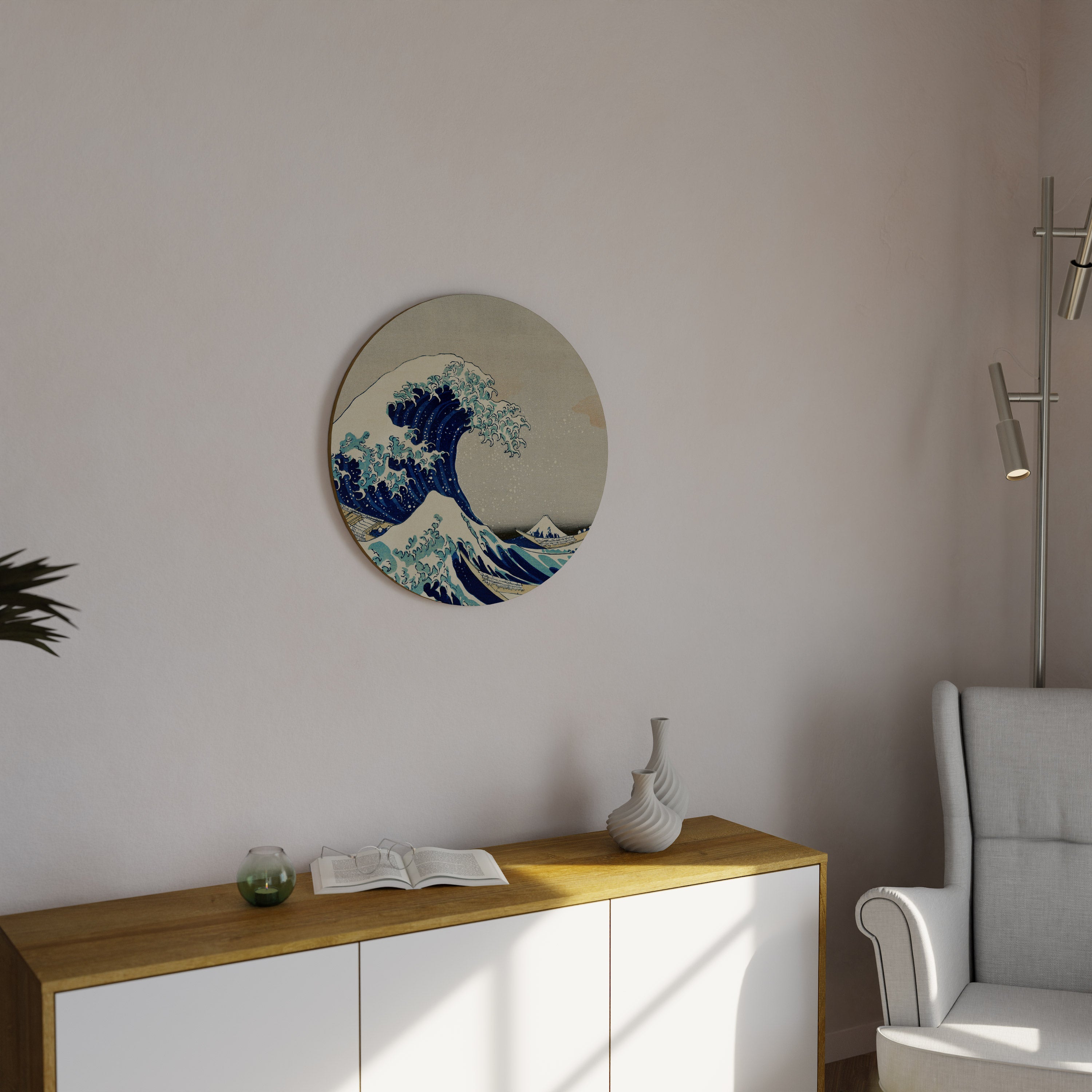 LA GRAN OLA Arte de pared redondo