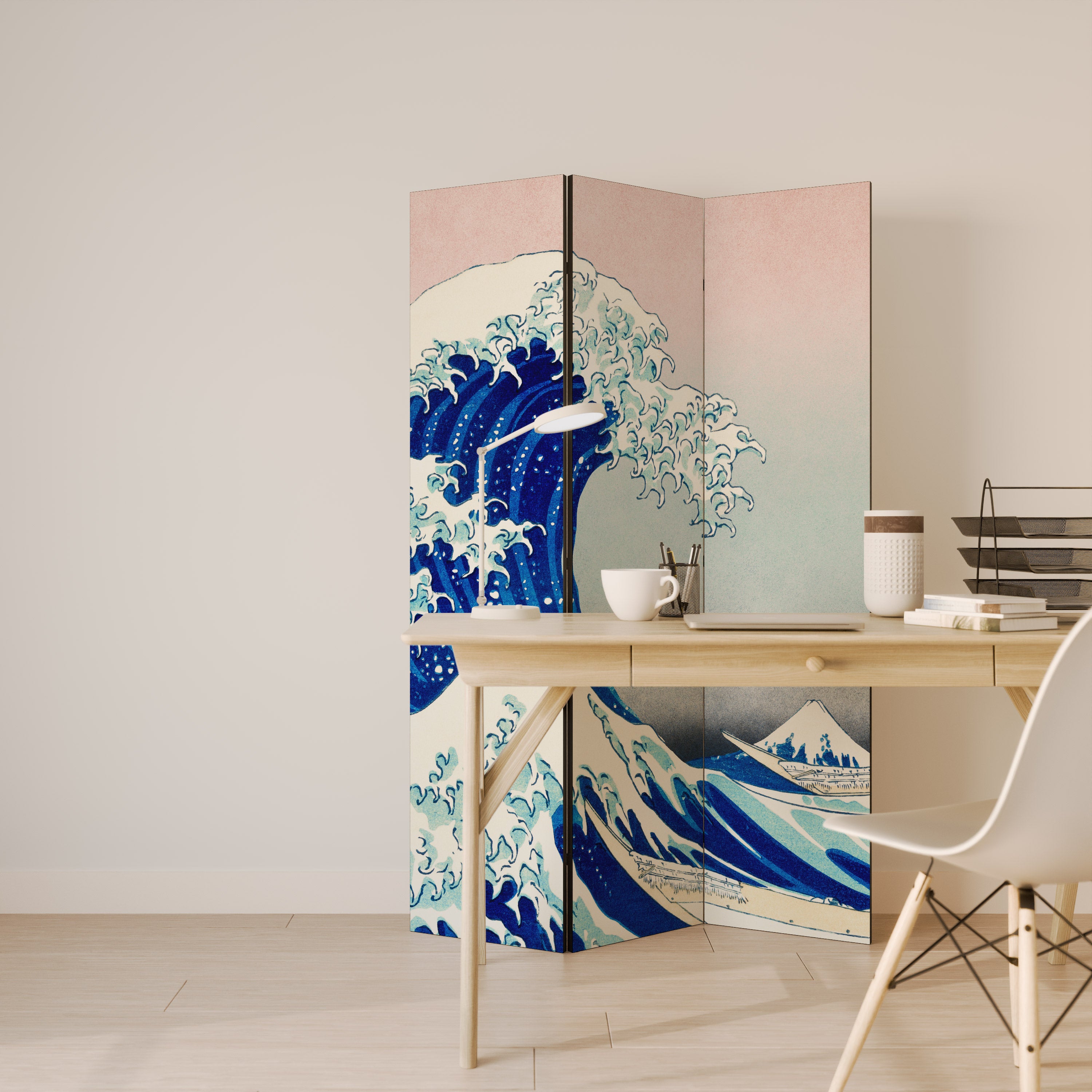 THE GREAT WAVE Decorative 3-Panel Room Divider
