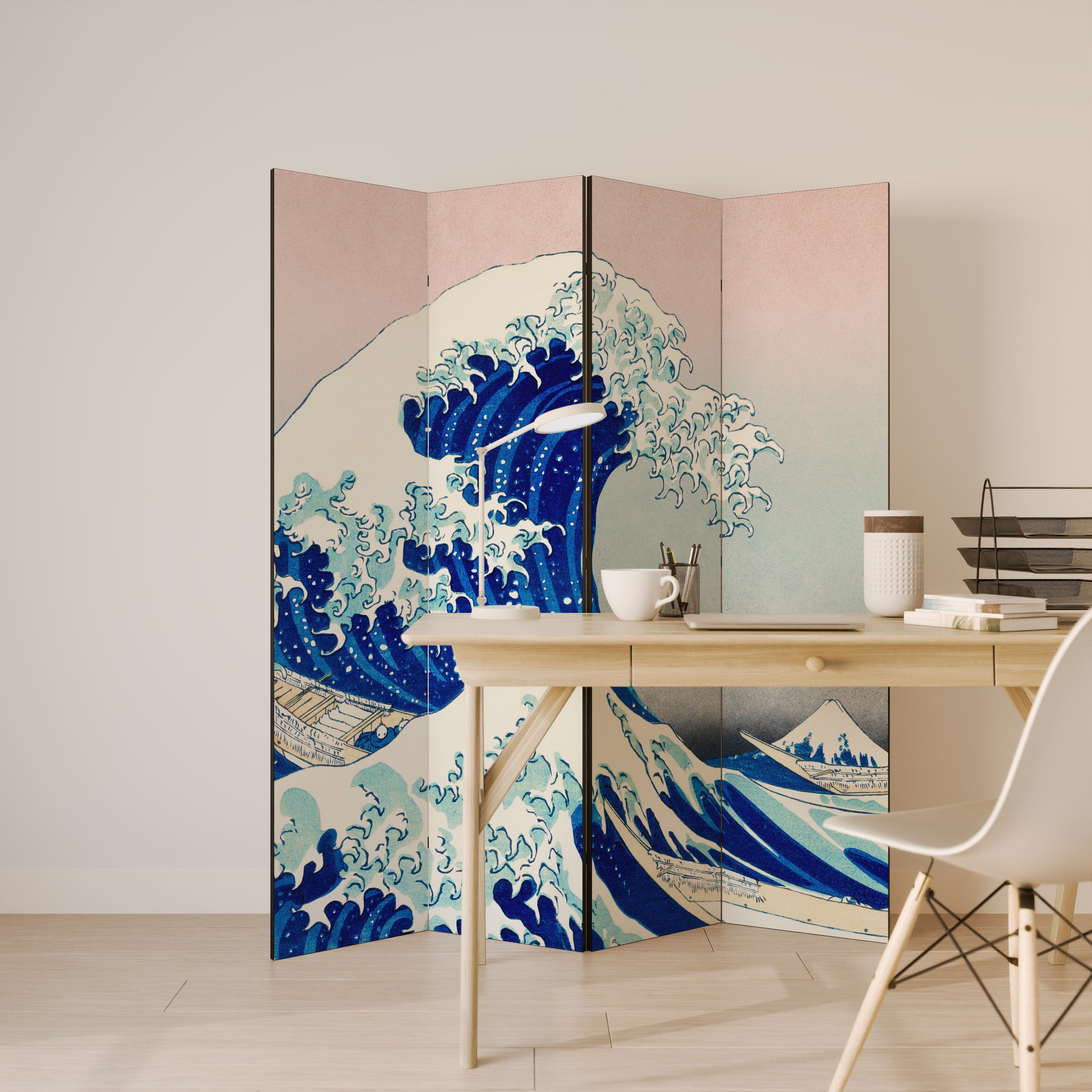 THE GREAT WAVE Decorative 4-Panel Room Divider