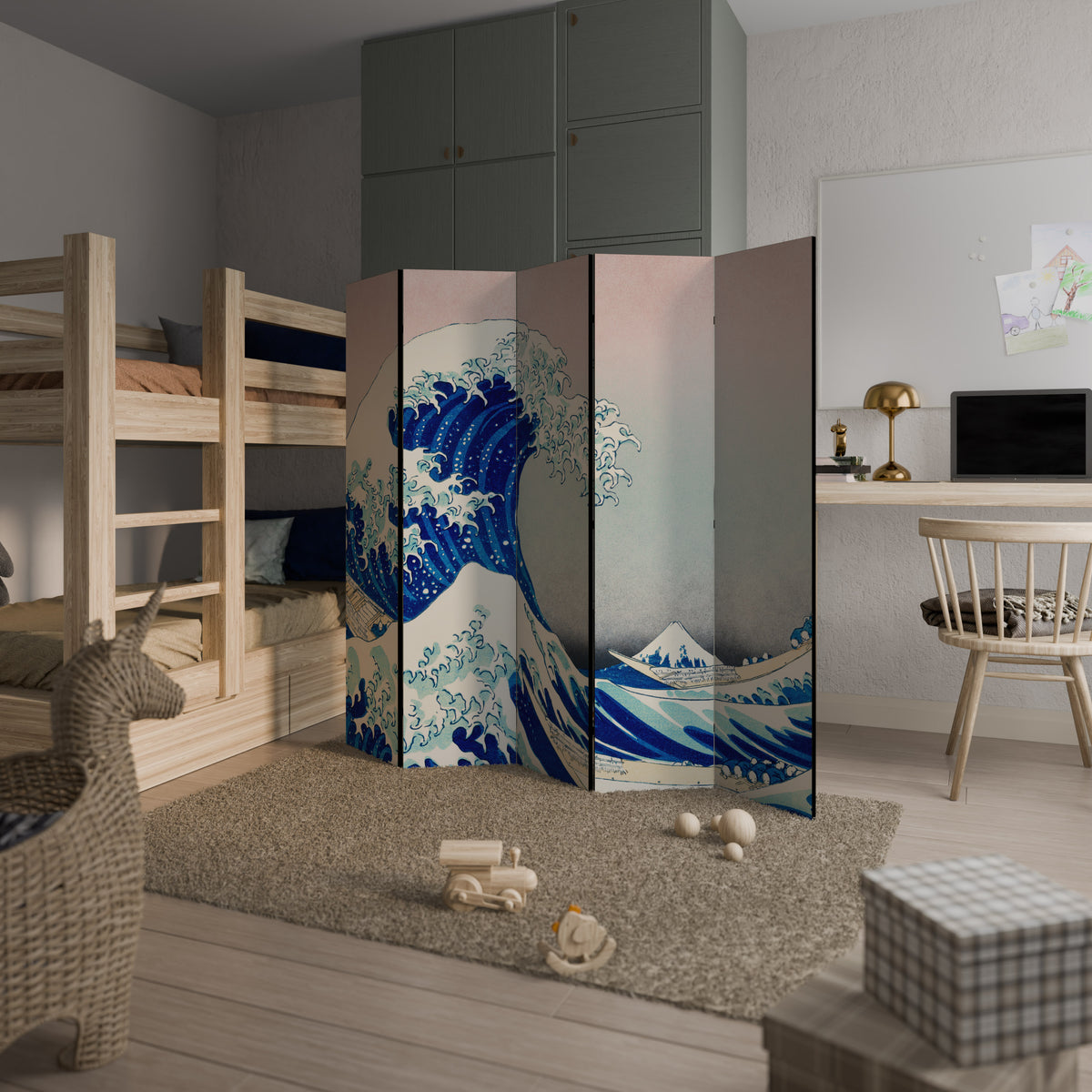THE GREAT WAVE Biombo de 5 paneles