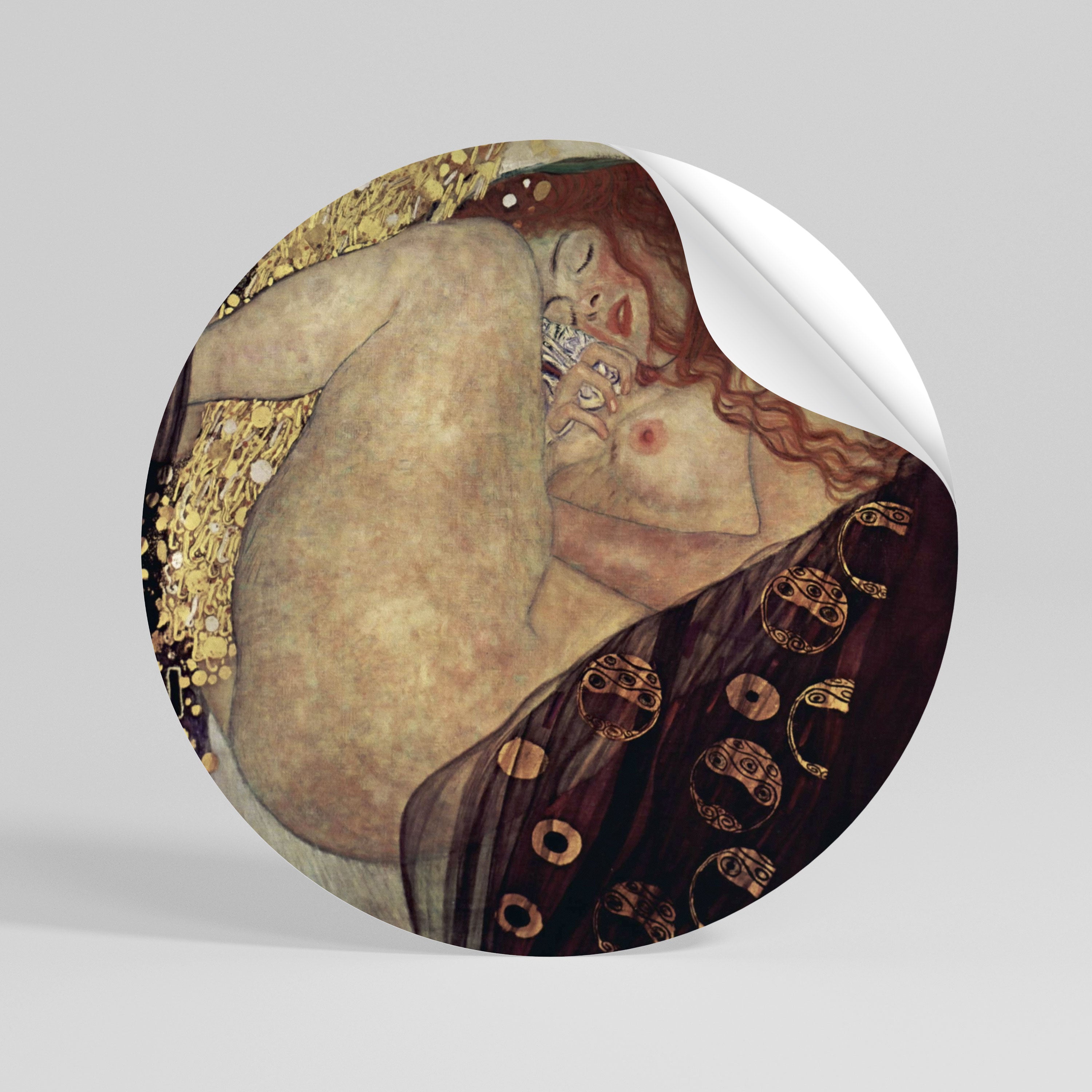 DANAE BY KLIMT Peel and Stick Round Sticker