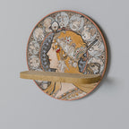 ZODIAQUE OR LA PLUME Estante Redondo Decorativo en Efecto Roble