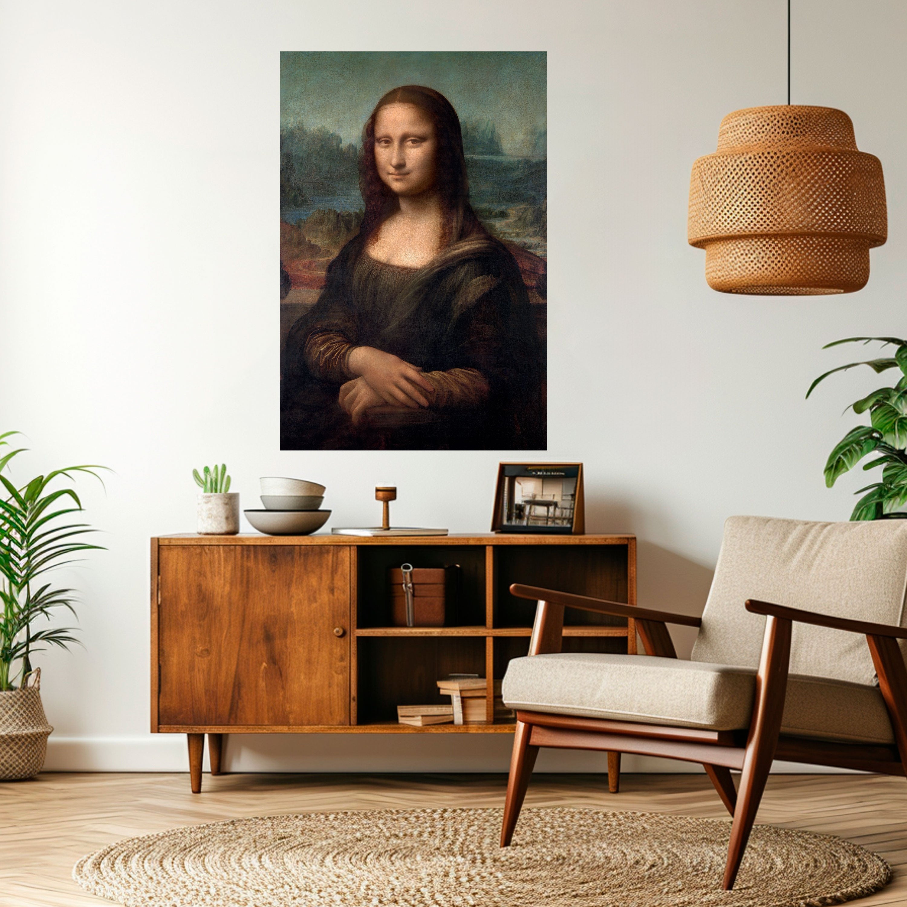 Póster vertical autoadhesivo de la Mona Lisa