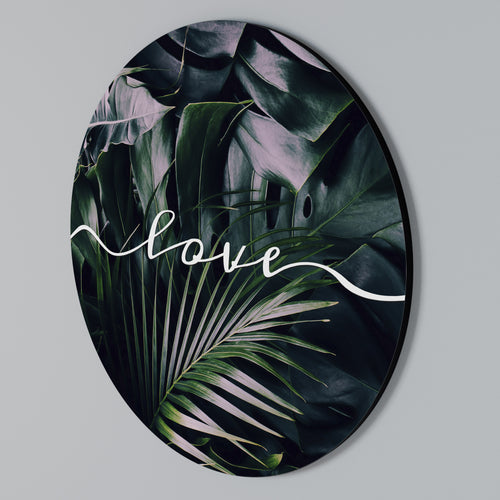 LOVE IN LEAVES Arte de pared redondo