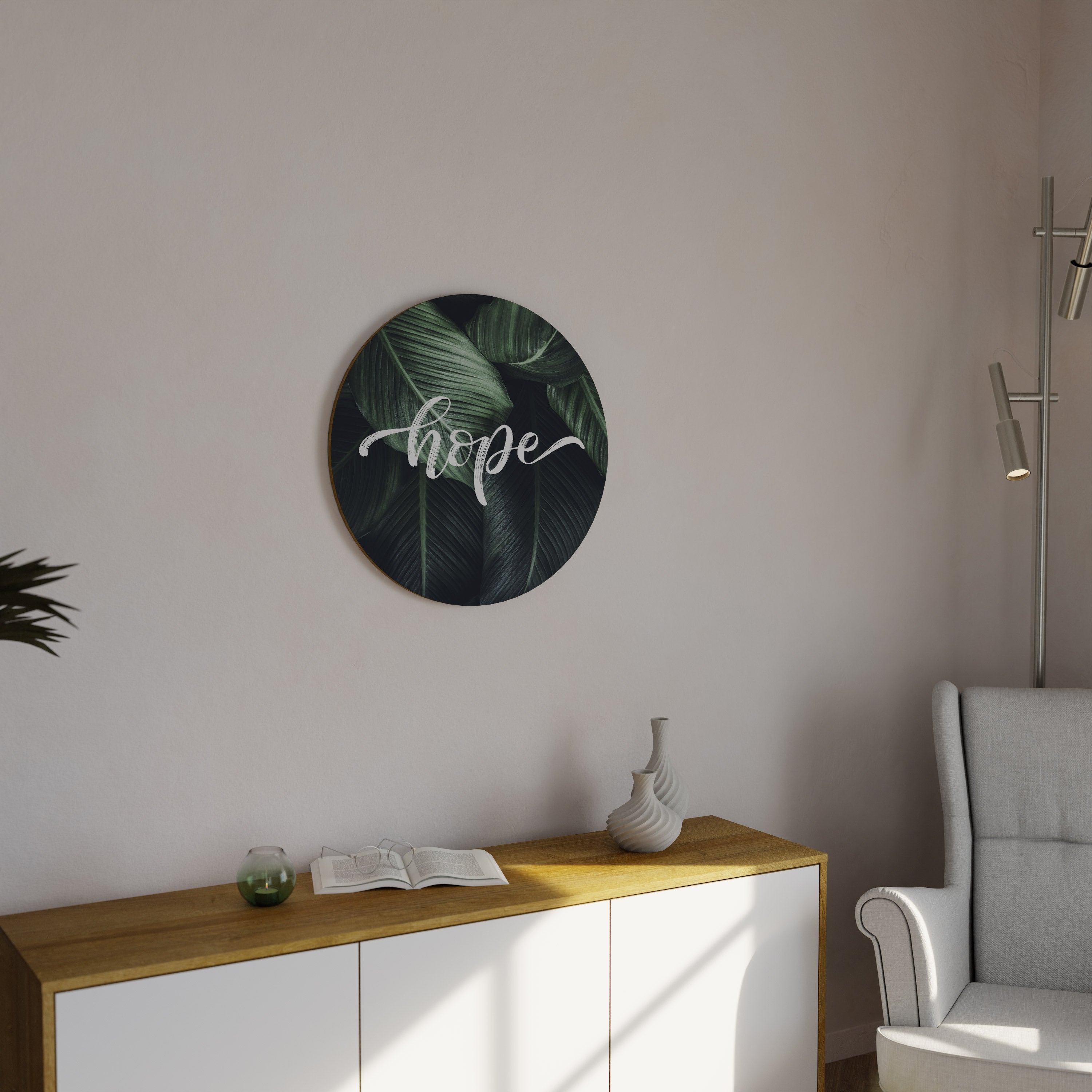 Arte de pared redondo SUSURROS VERDES DE ESPERANZA