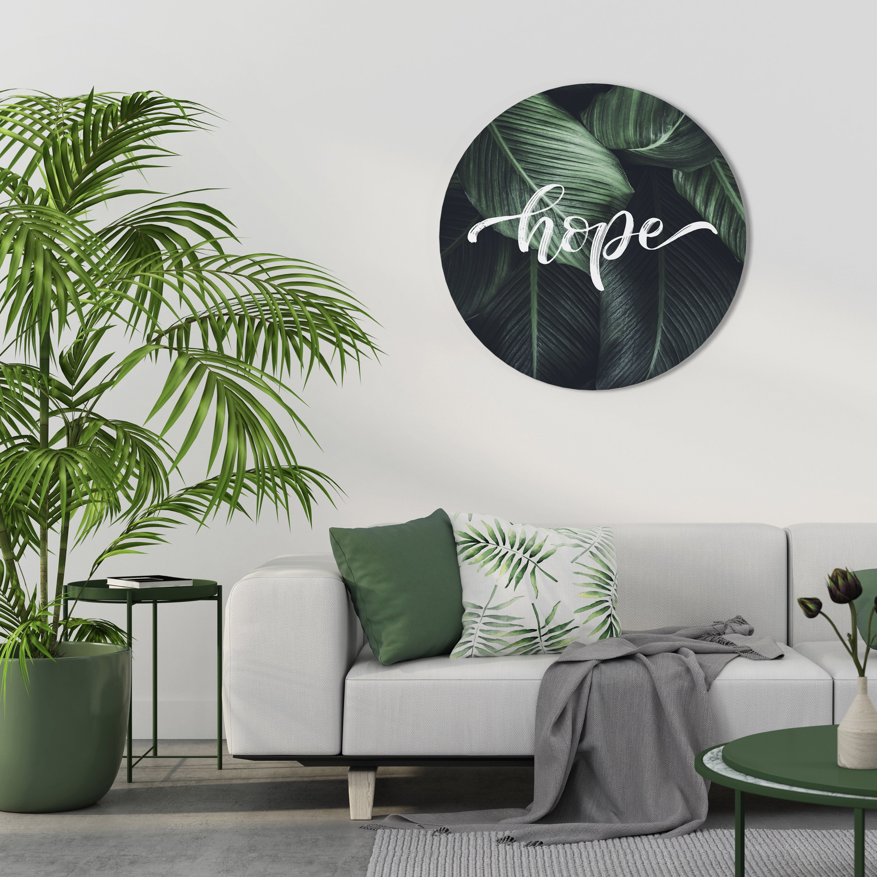 Arte de pared redondo SUSURROS VERDES DE ESPERANZA