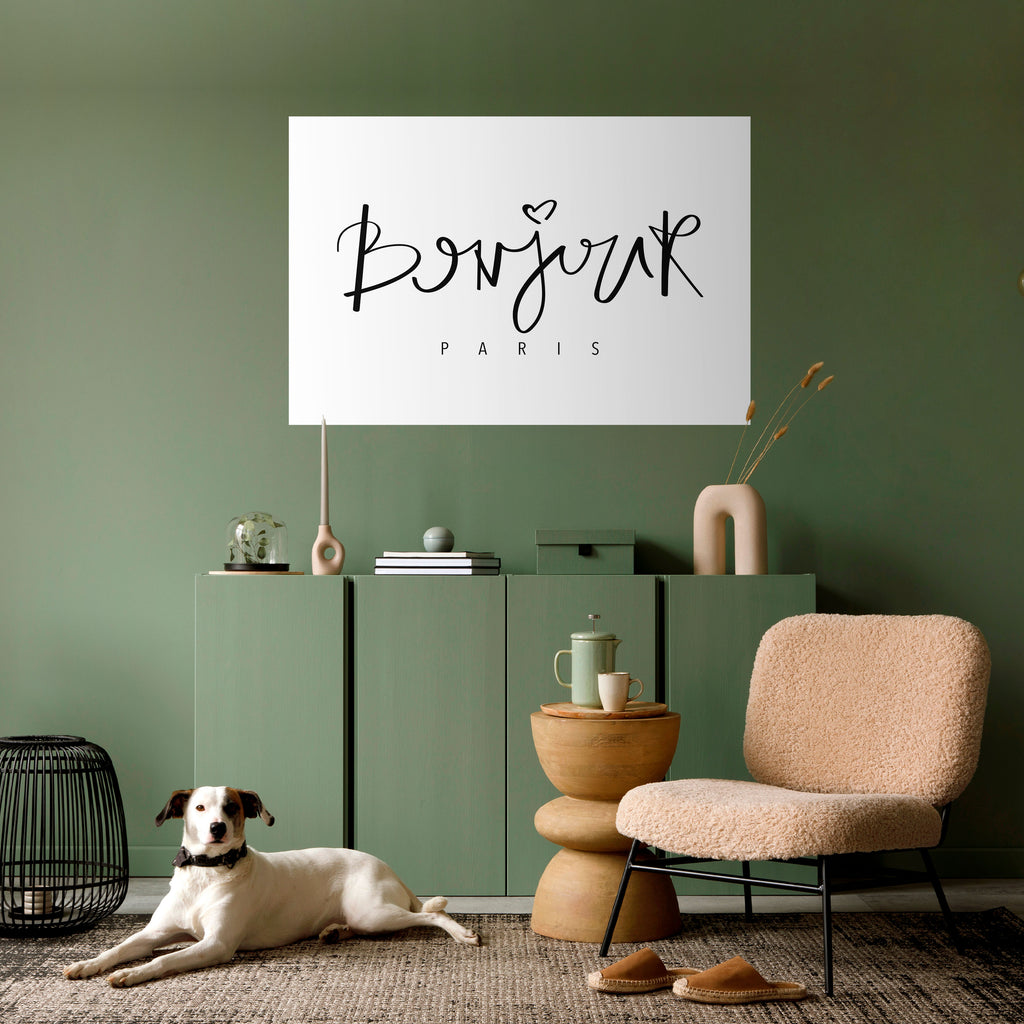 Póster horizontal autoadhesivo "BONJOUR LOVE"