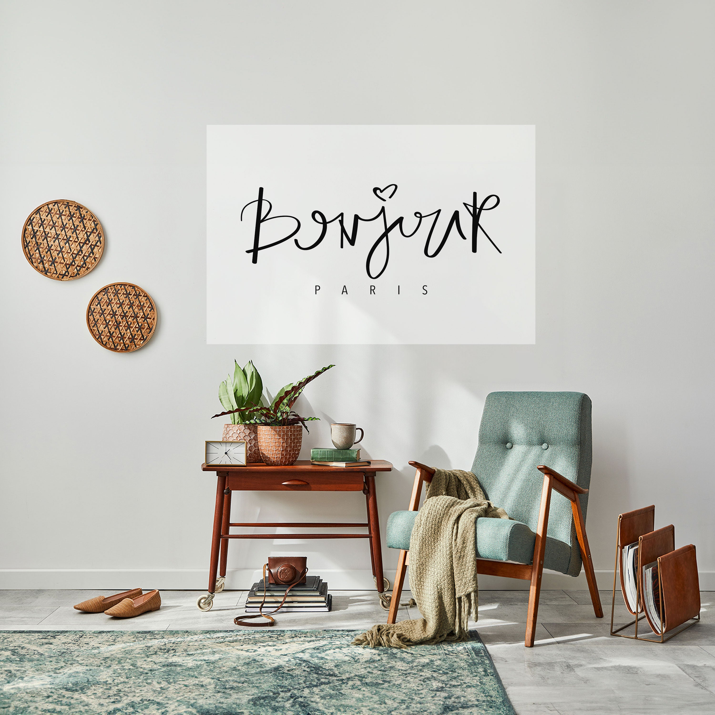 Póster horizontal autoadhesivo "BONJOUR LOVE"