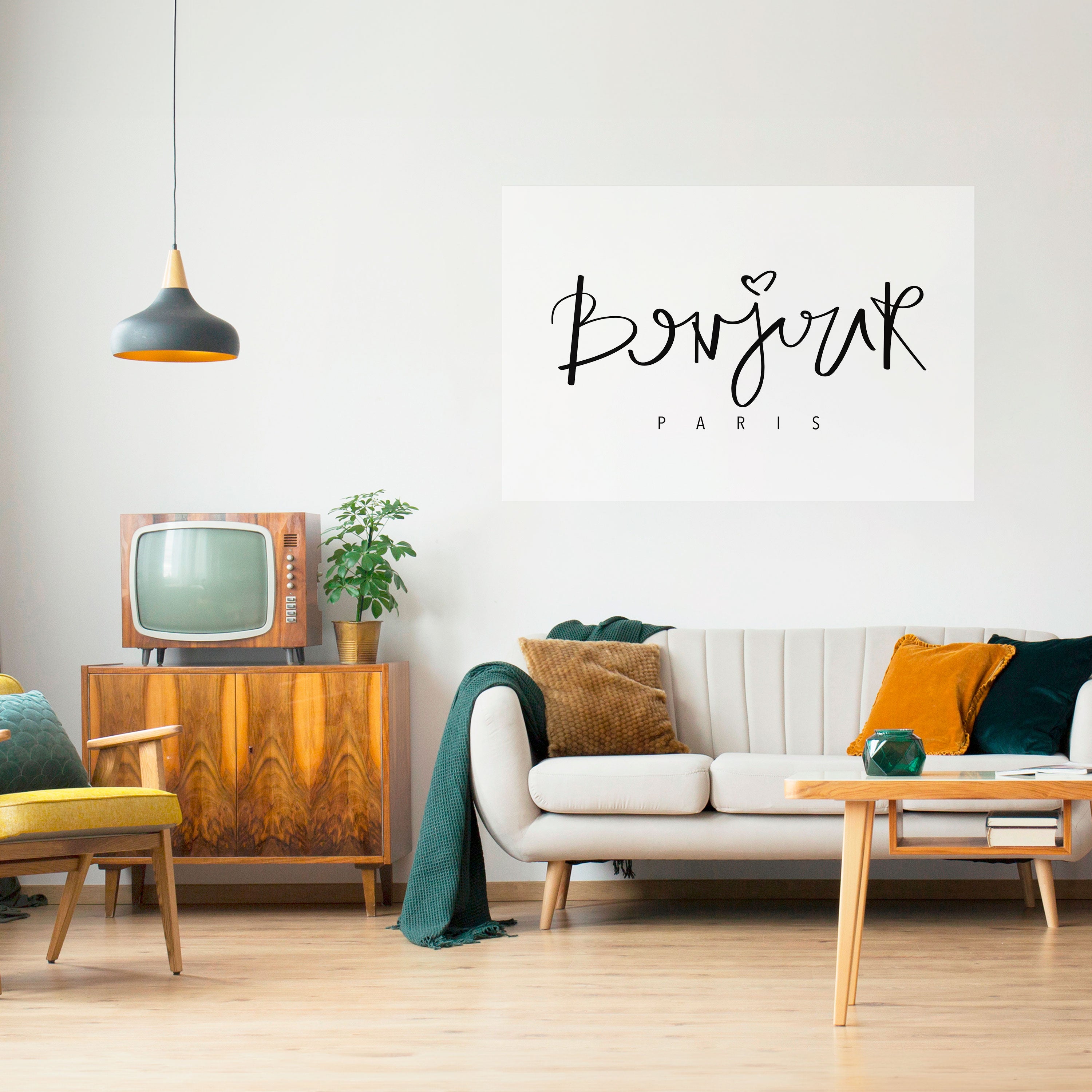 Póster horizontal autoadhesivo "BONJOUR LOVE"
