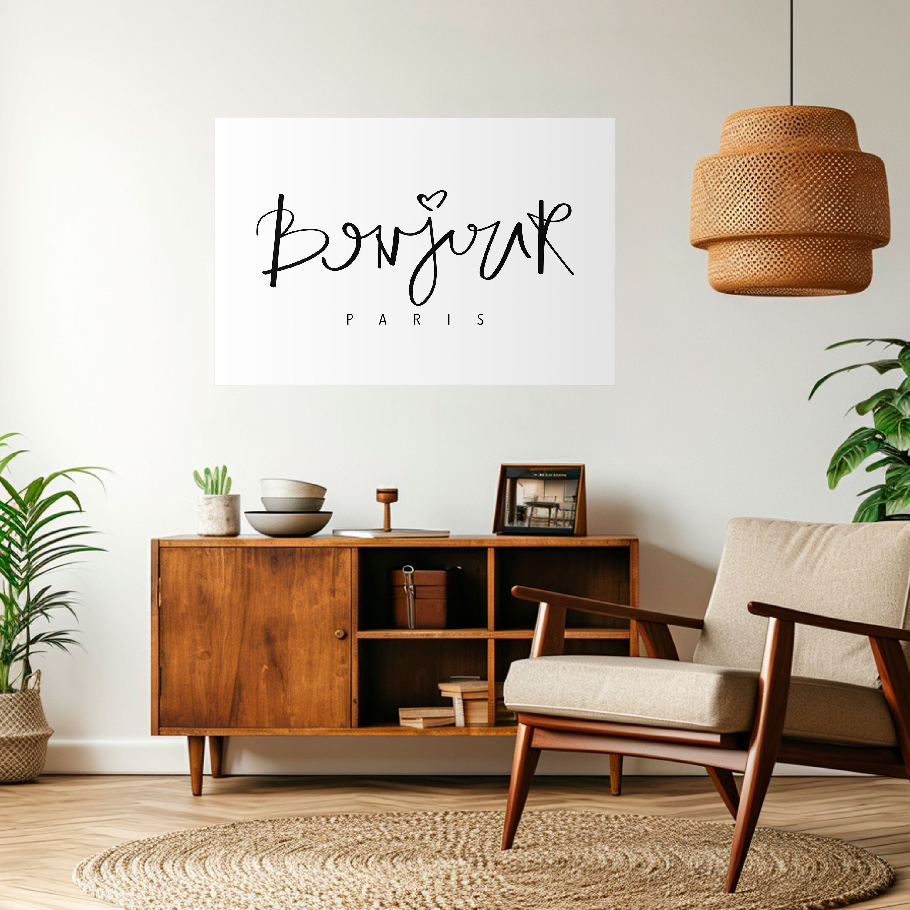 Póster horizontal autoadhesivo "BONJOUR LOVE"