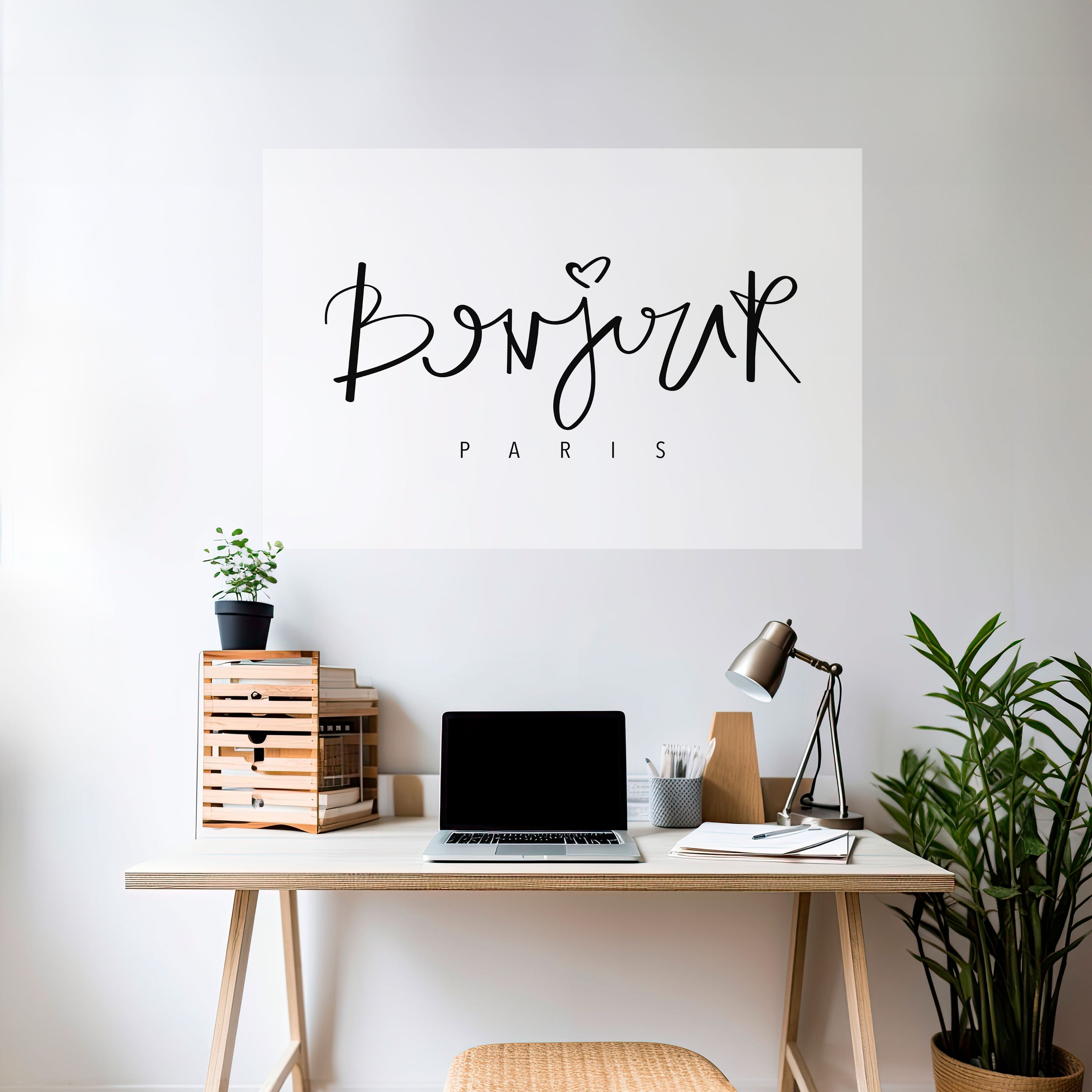 Póster horizontal autoadhesivo "BONJOUR LOVE"