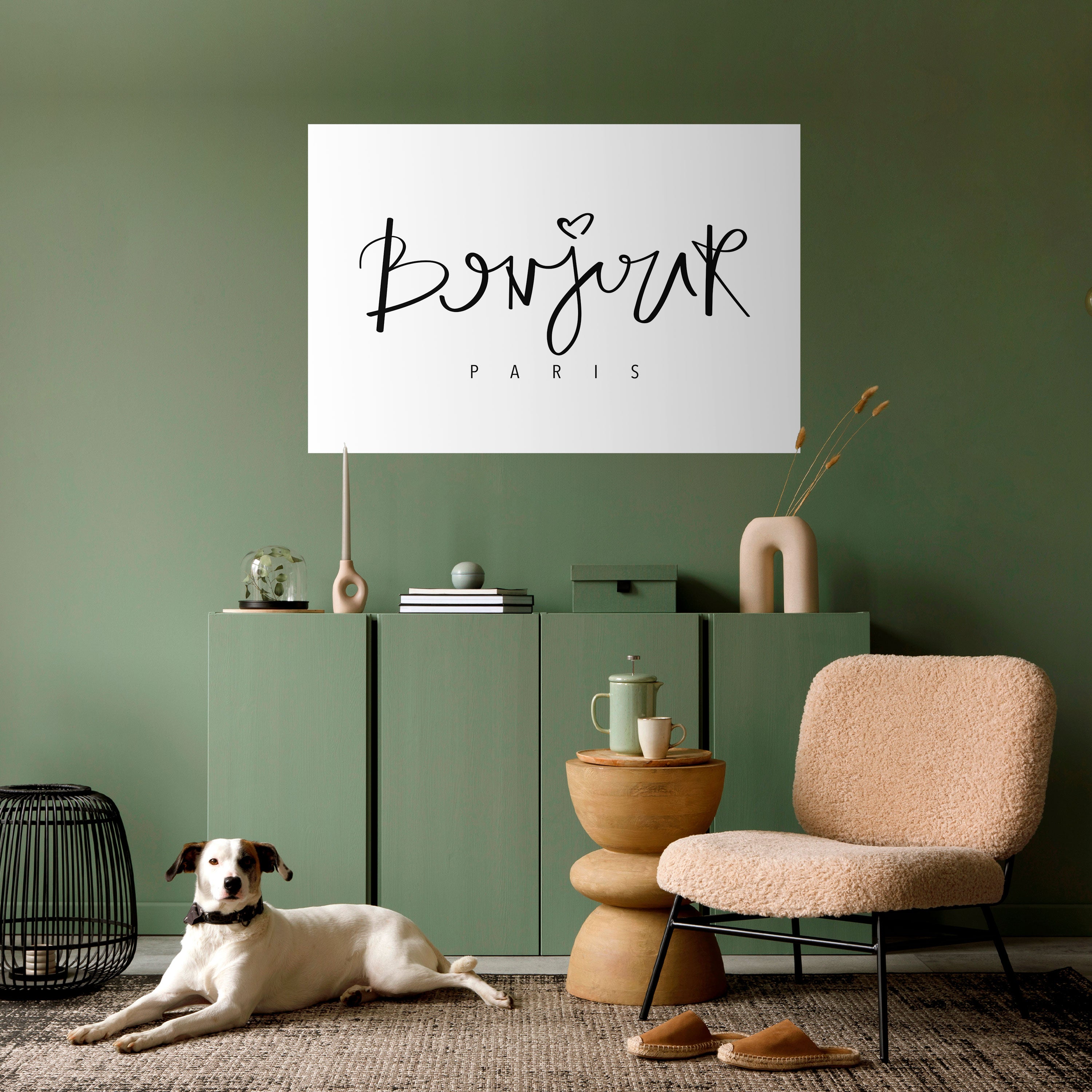 Póster horizontal autoadhesivo "BONJOUR LOVE"