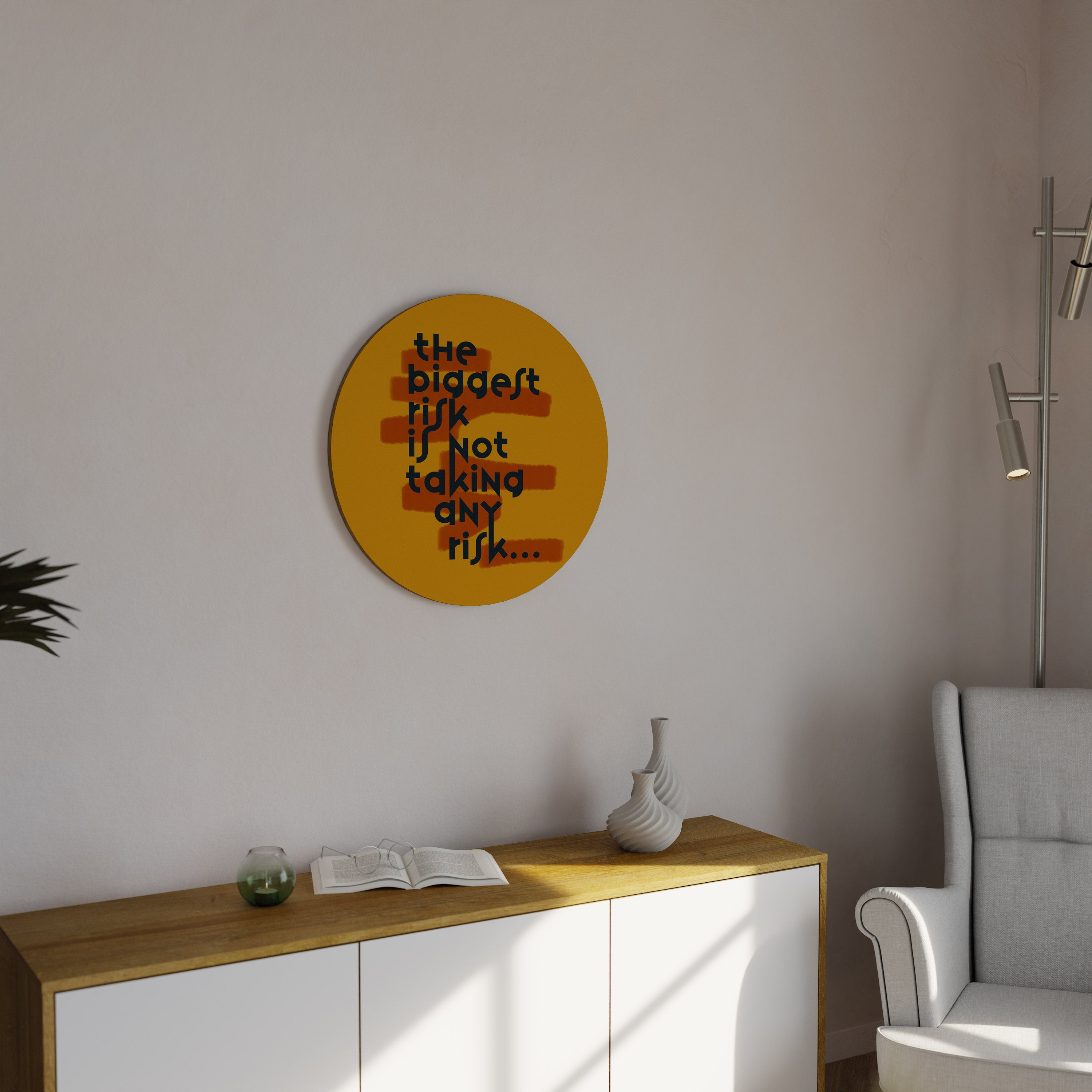 THE BIGGEST RISK Round Wall Art