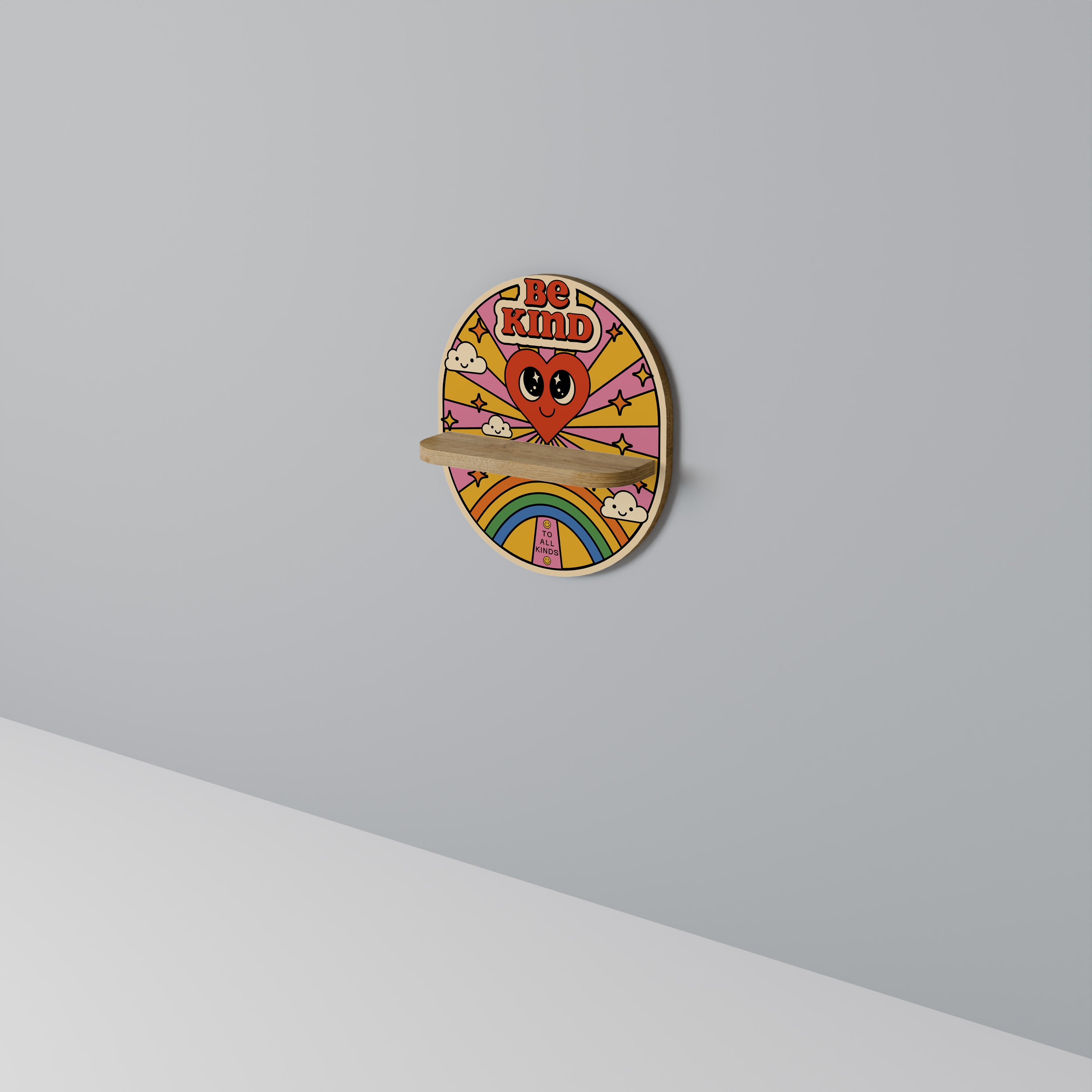 BE KIND Oval Art Shelf In Oak Effect
