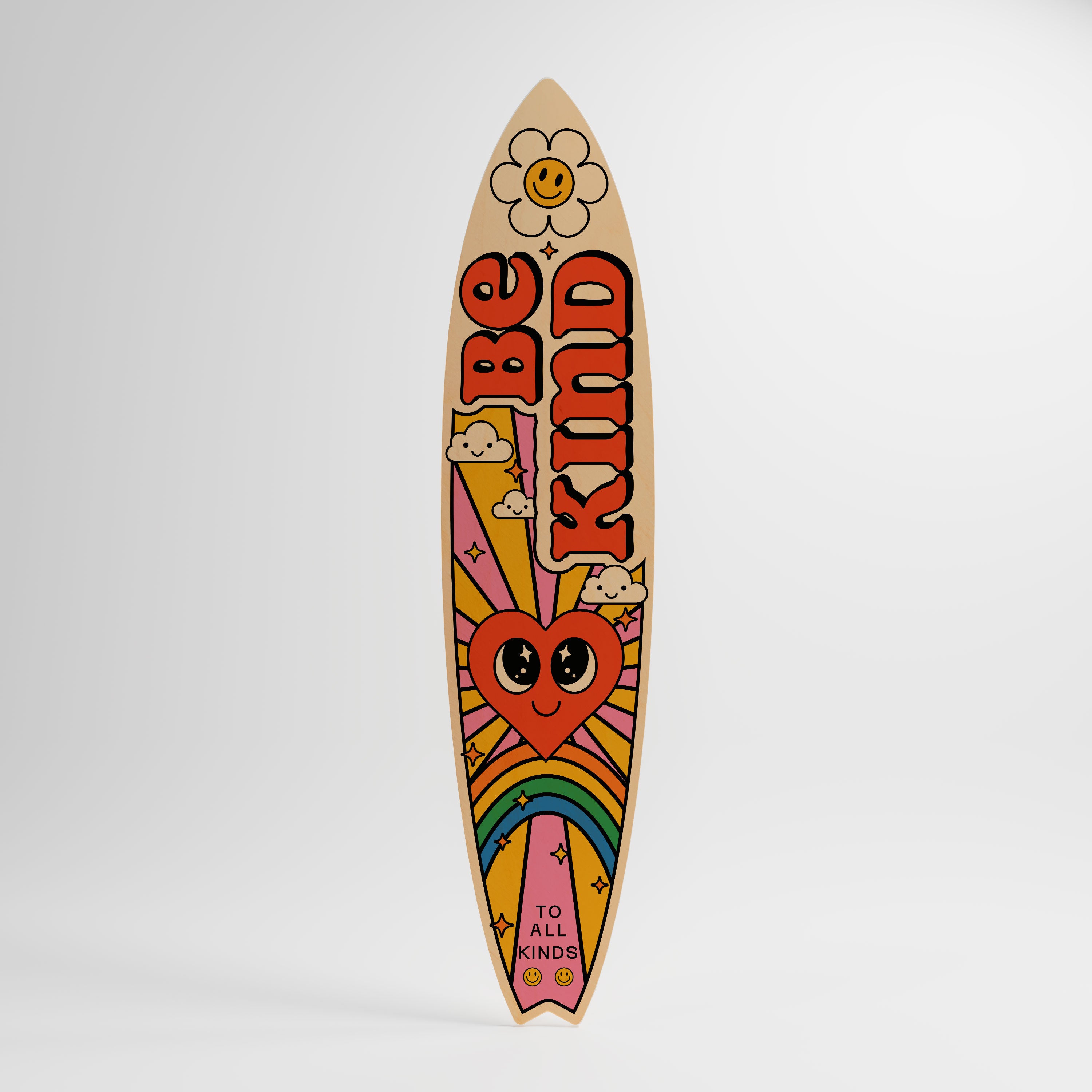 BE KIND Panel decorativo de tabla de surf