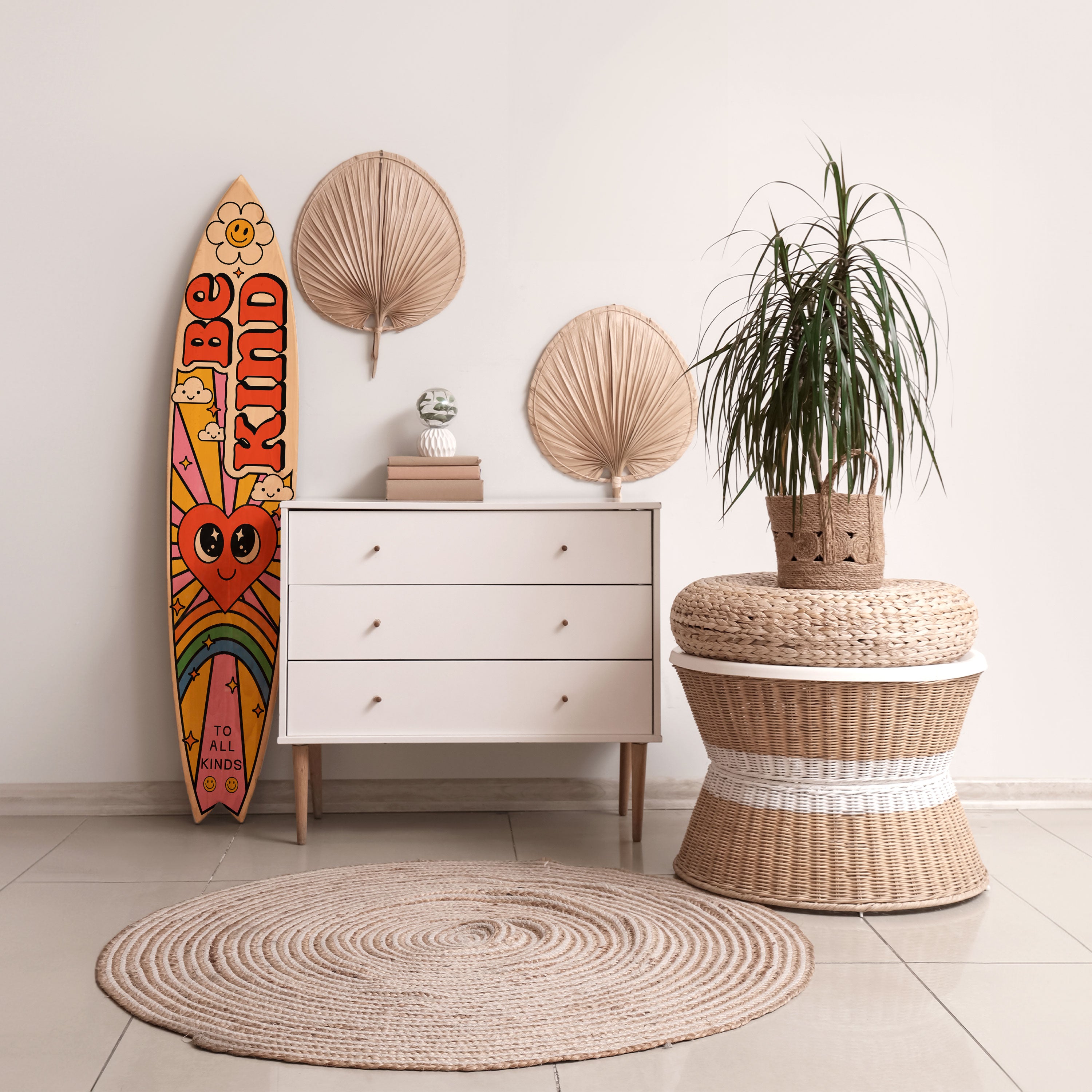 BE KIND Panel decorativo de tabla de surf