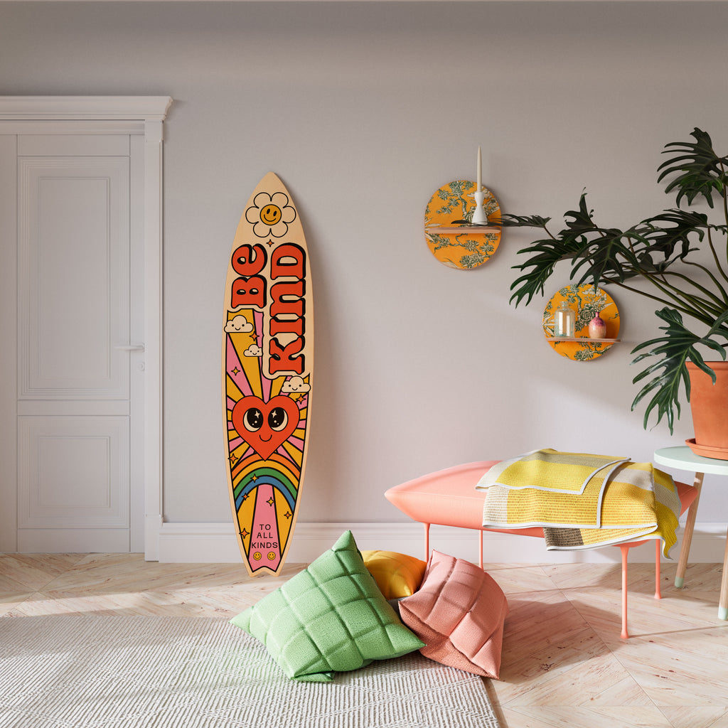 BE KIND Panel decorativo de tabla de surf
