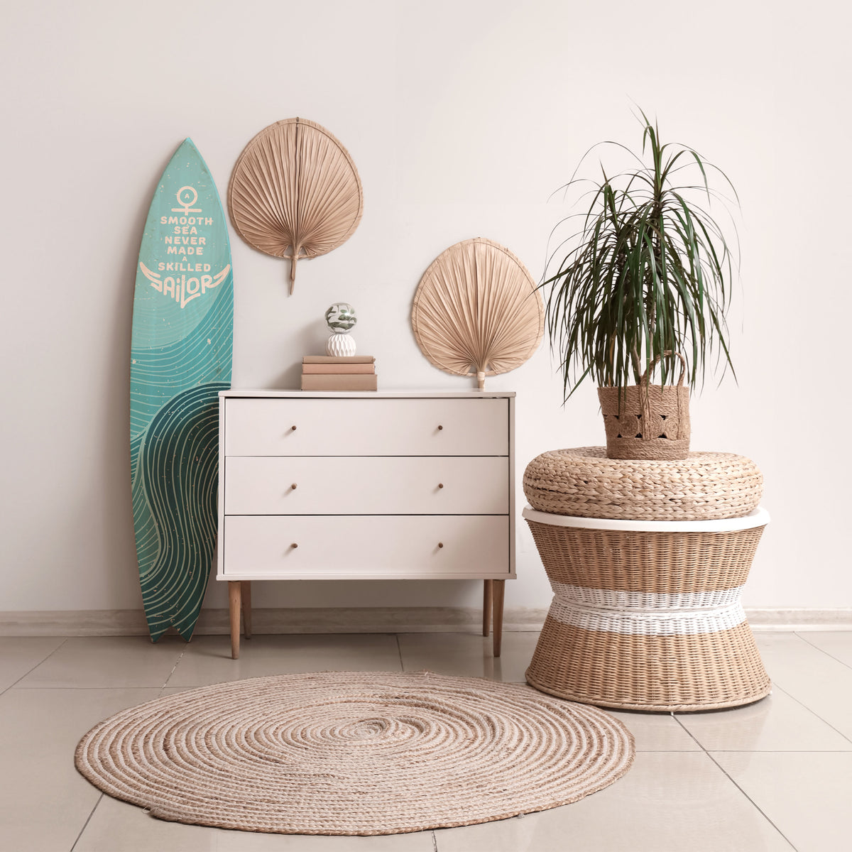 SKILLED SAILOR Panel decorativo de tabla de surf