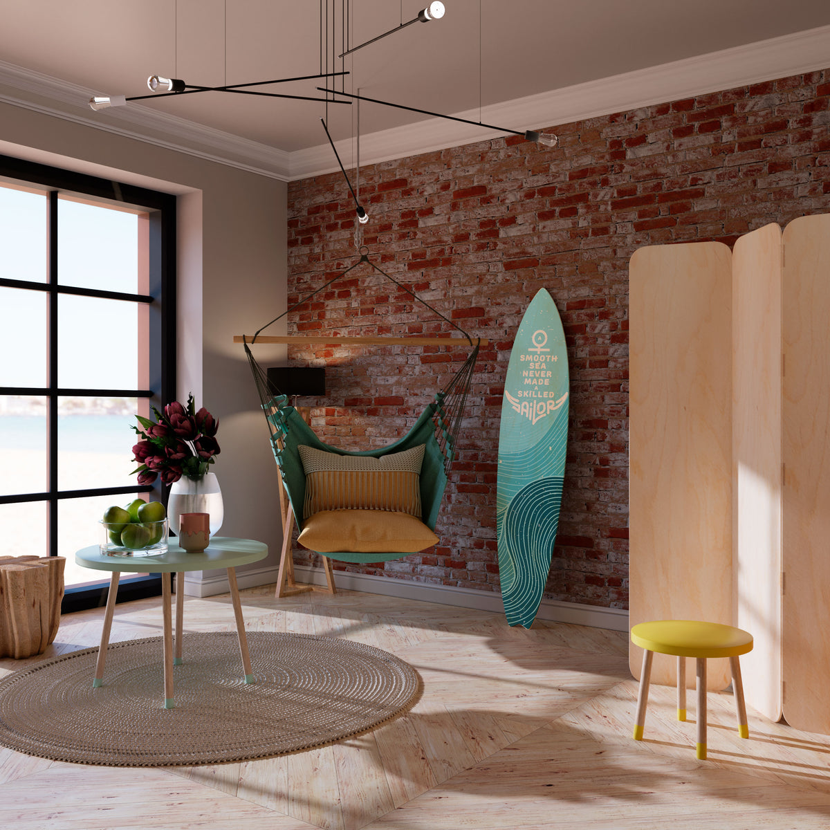 SKILLED SAILOR Panel decorativo de tabla de surf