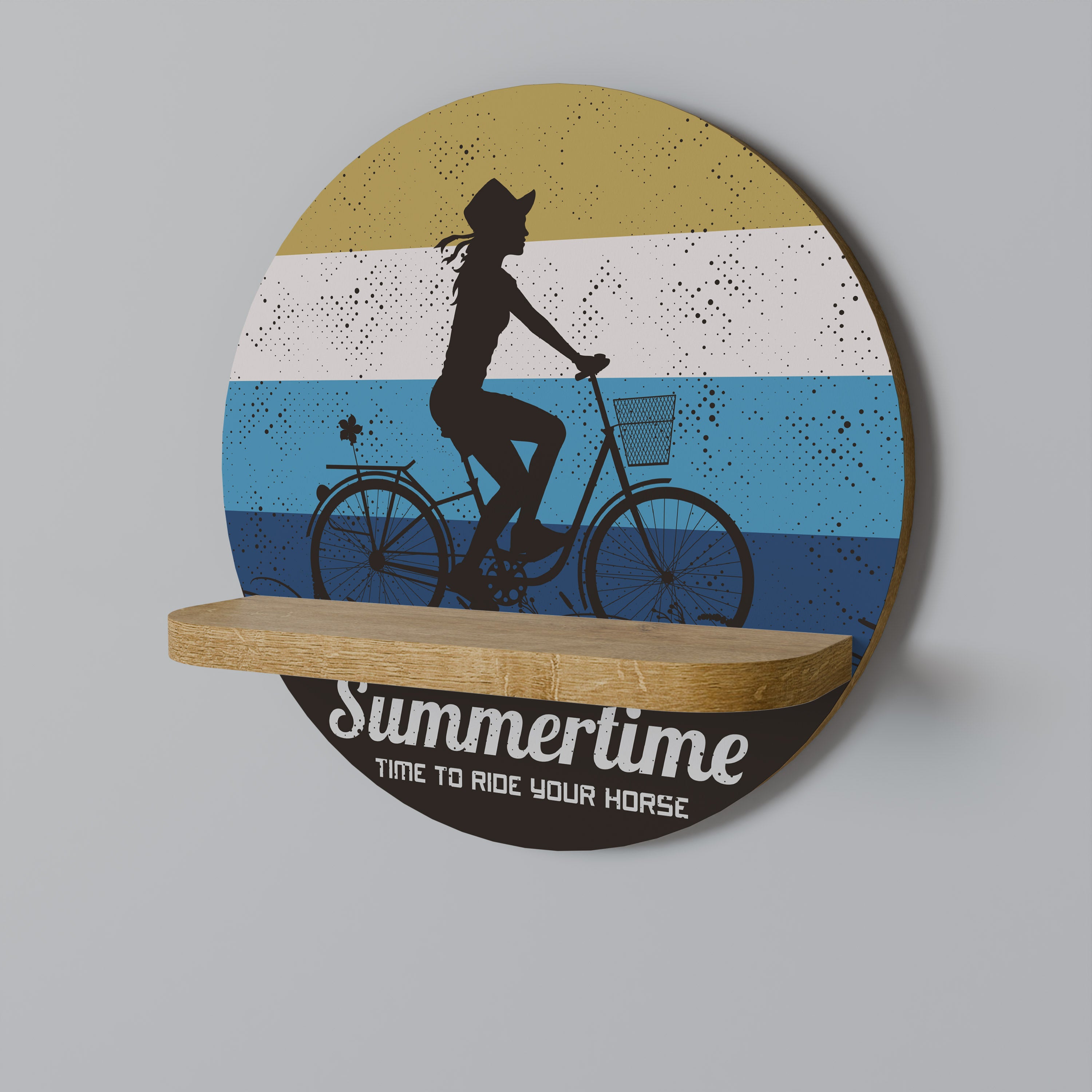 Estantería de arte redonda SUMMERTIME con efecto roble